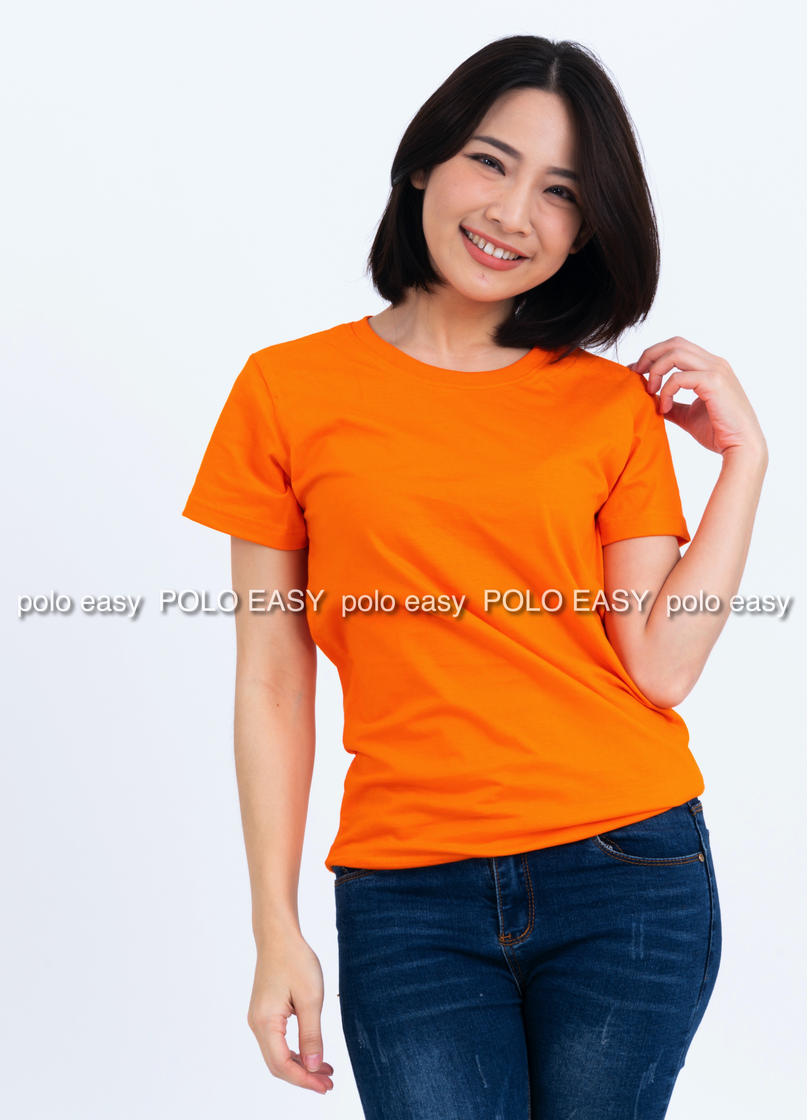 3XL เสื้อยืด สีส้ม คอกลม แขนสั้น Size 3XL
