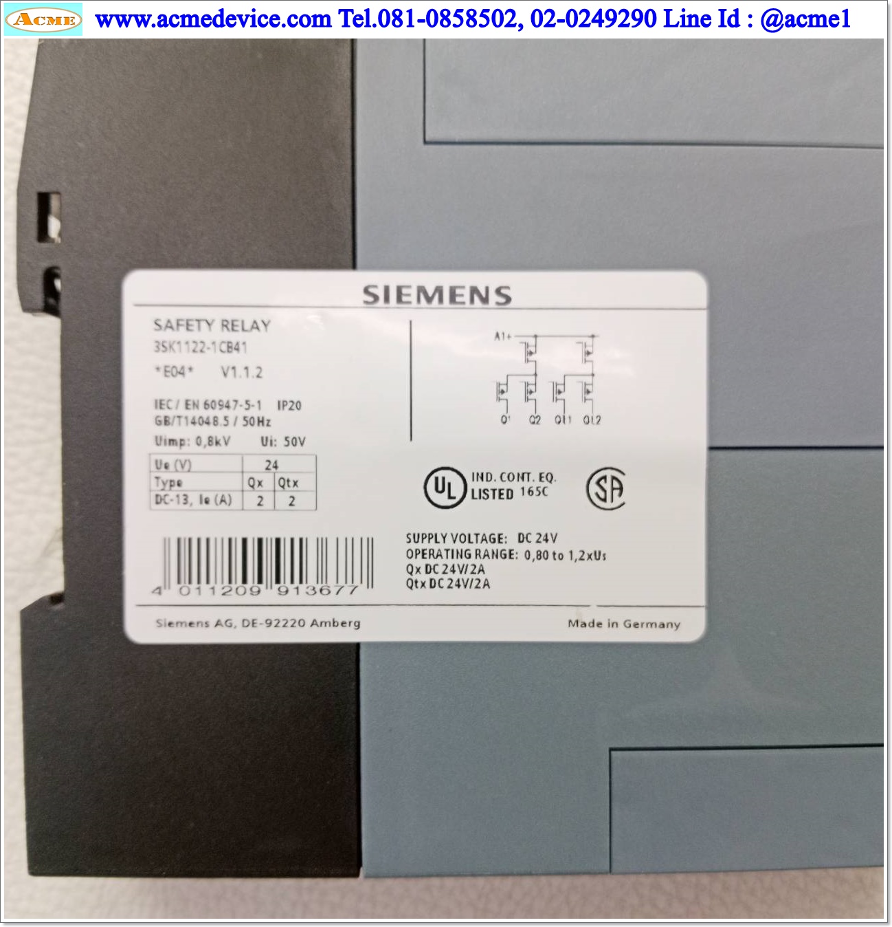 Safety Relay Siemens รุ่น 3SK1122-1CB41, 24Vdc