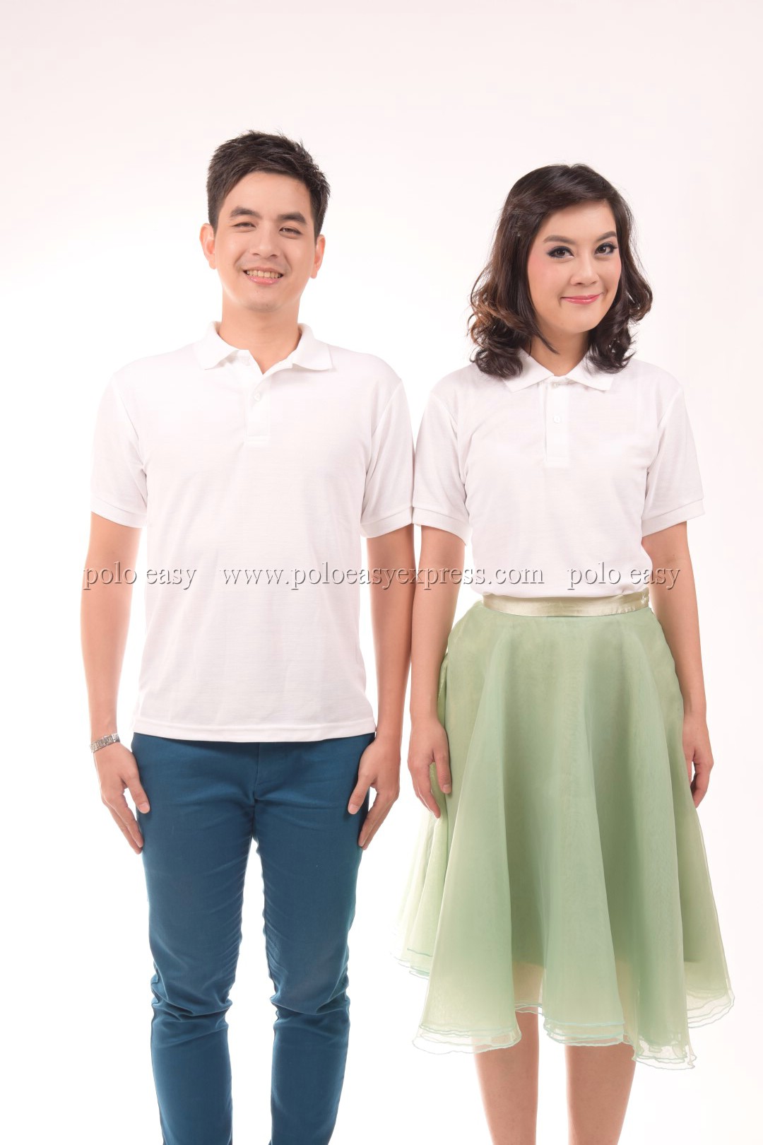 เสื้อโปโล สีขาว TK Premium แขนสั้น ทรงตรง Size 2XL