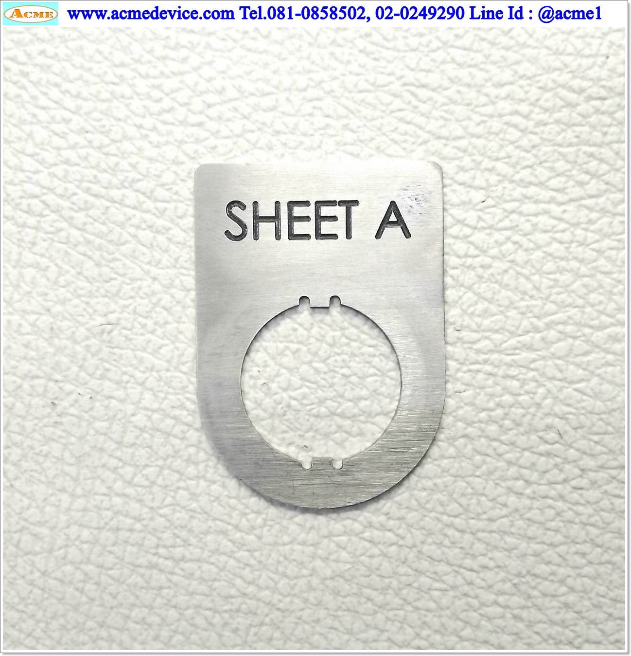 Name plate ตู้คอนโทรล SHEET A, Dai 22 mm. ขนาด 34 x 47 x 1.0 mm