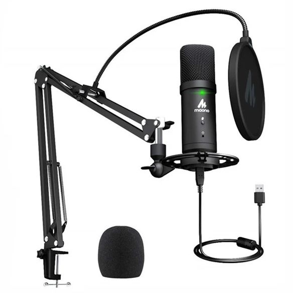 ไมโครโฟน Podcasting USB พร้อทชุดขาหนีบโต๊ะ Maono PM401 USB Podcasting microphone kit ประกันศูนย์ 1 ปี [By Order รอ 3-4วัน]