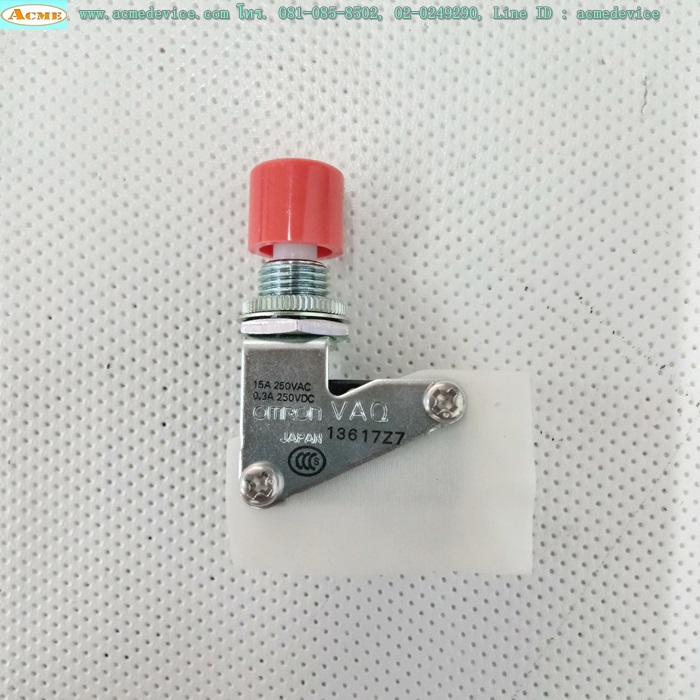 Pushbutton Switch Omron รุ่น VAQ, 15A, 250Vac, dia. 10.5 mm.