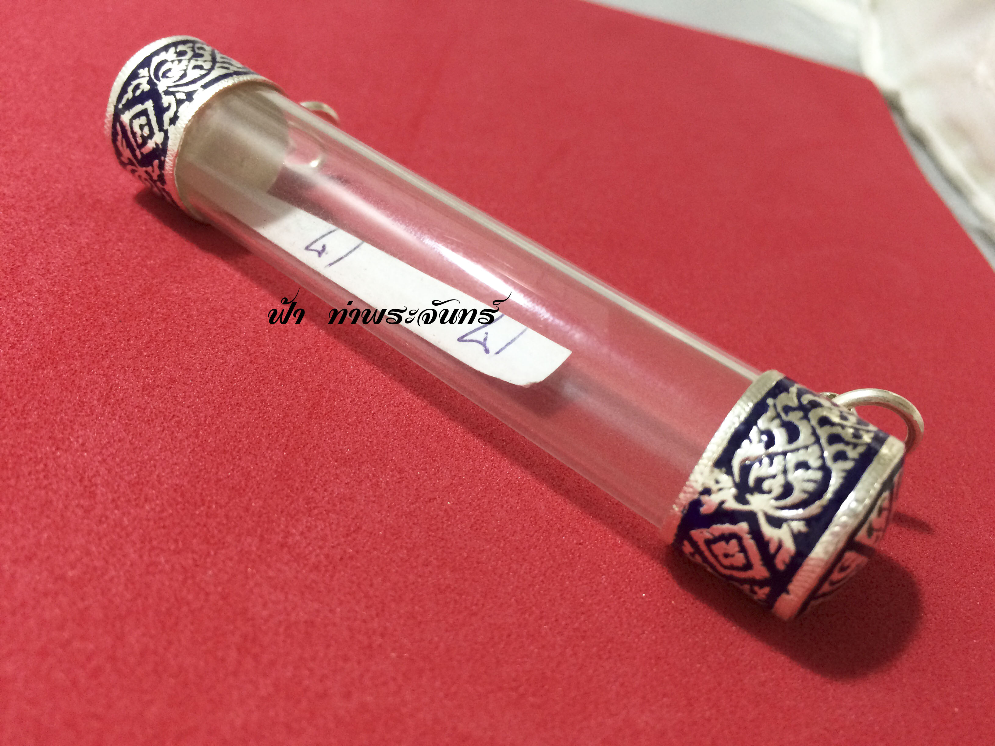 หลอดตะกรุดหัวเงินแท้ ลงยา