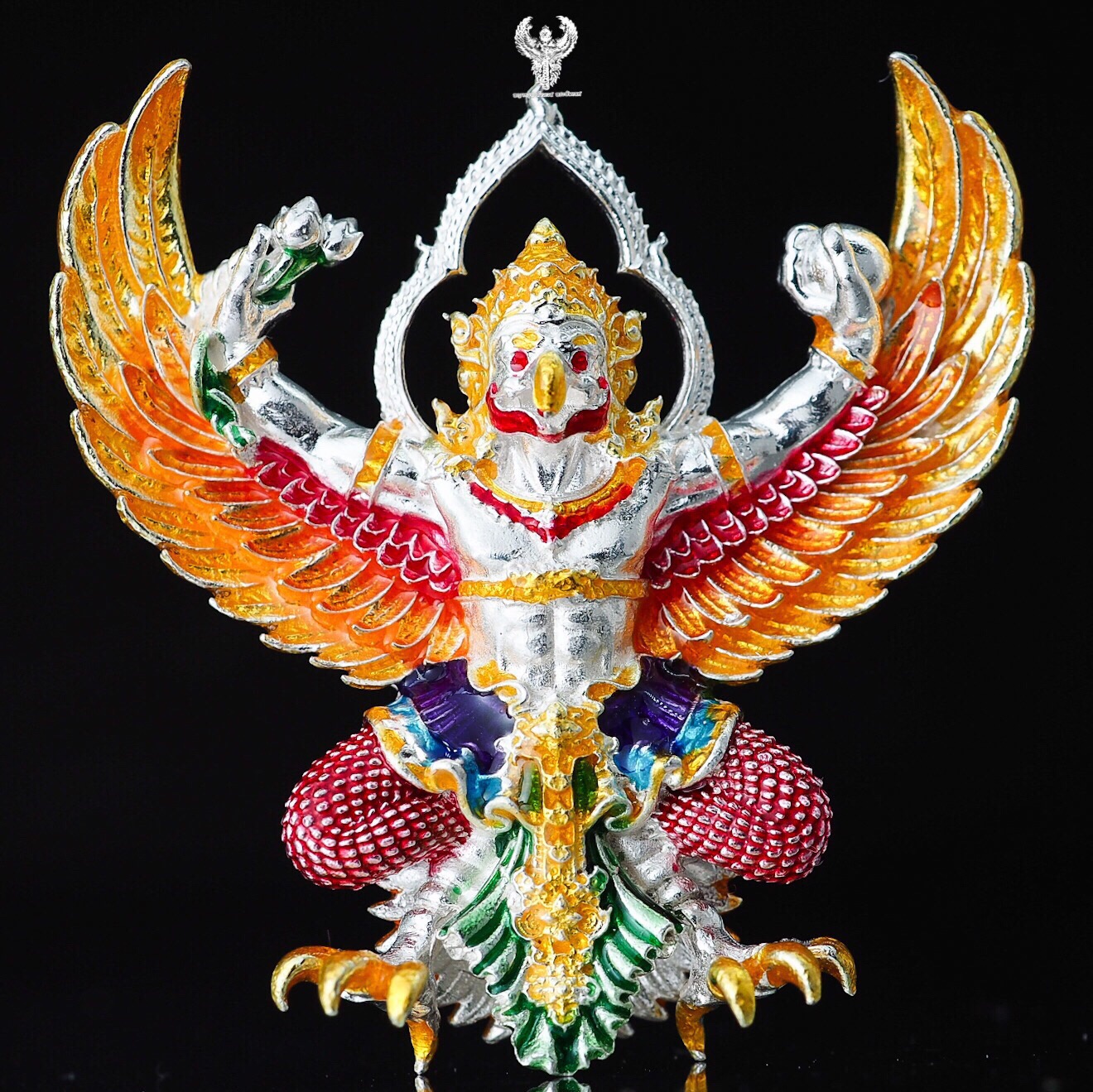 พญาครุฑ รุ่น เศรษฐีมหาเศรษฐี วัดครุฑ อยุธยา เนื้อทองขาวลงยาราชาวดี