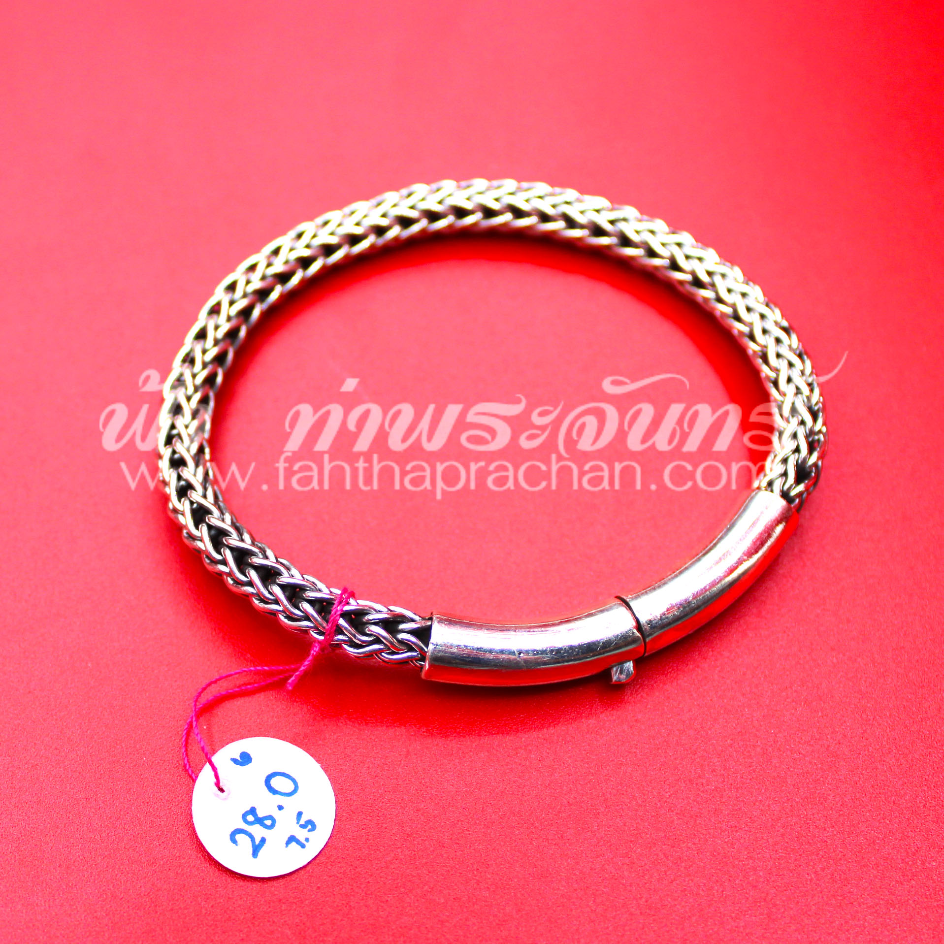 กำไลข้อมือเงินแท้ 92.5% ลายหางกระรอก รมดำ