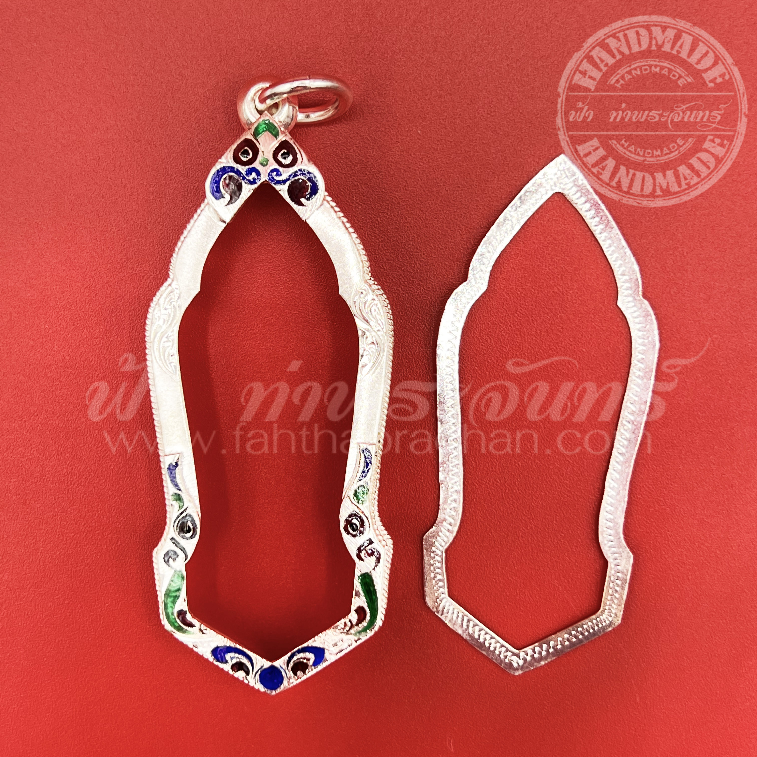 เลี่ยมจับขอบ 25 ศตวรรษ เงินแกะลาย ลงยา 92.5%