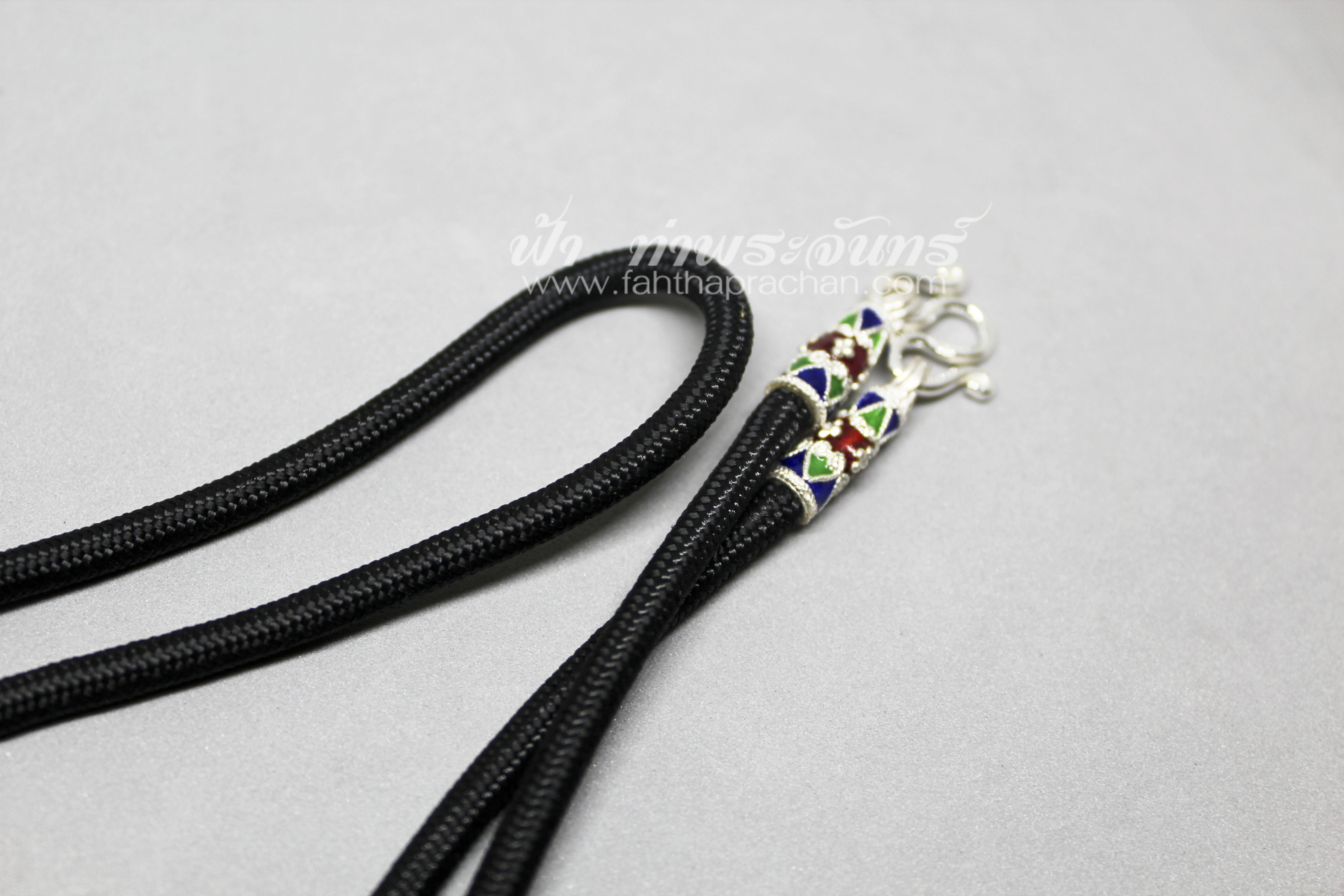 สร้อยคอเชือกร่ม เงินแท้ หัวจรวดลงยา