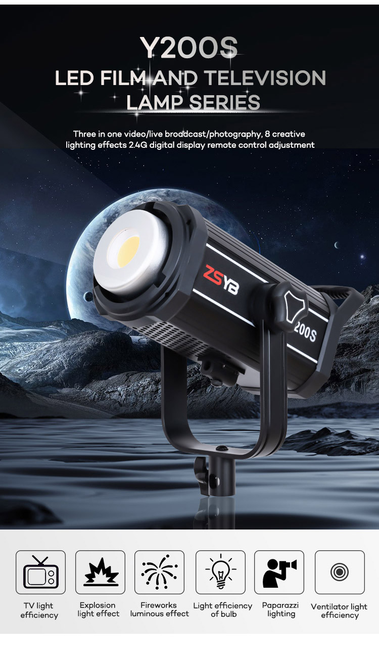 [พรีออเดอร์] ไฟสตูดิโอสำหรับถ่ายภาพและวีดีโอ ZSYB Y200D/Y200S Video Light COB Light Bi-color