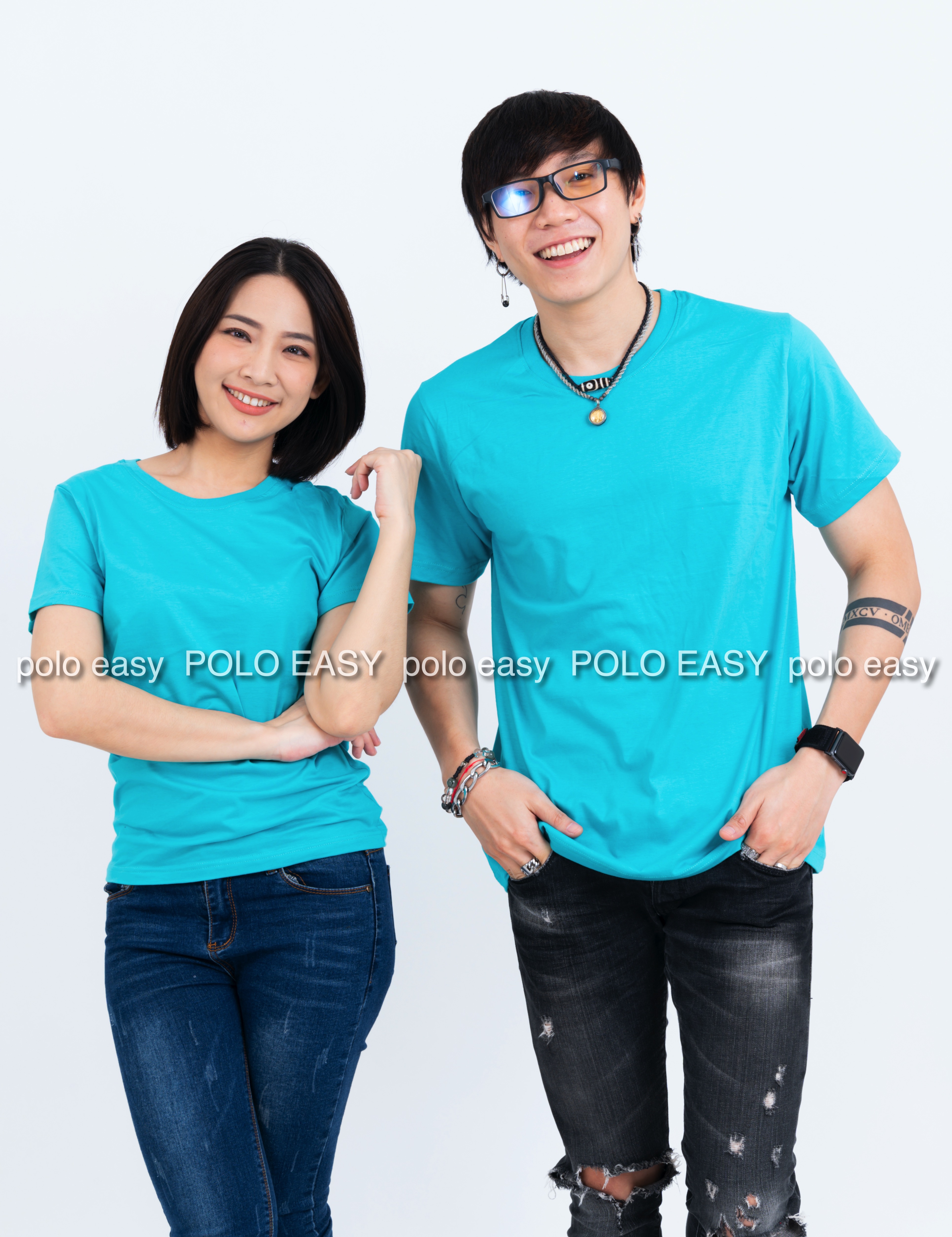 2XL เสื้อยืด สีเขียวมิ้นต์ คอกลม แขนสั้น Size 2XL