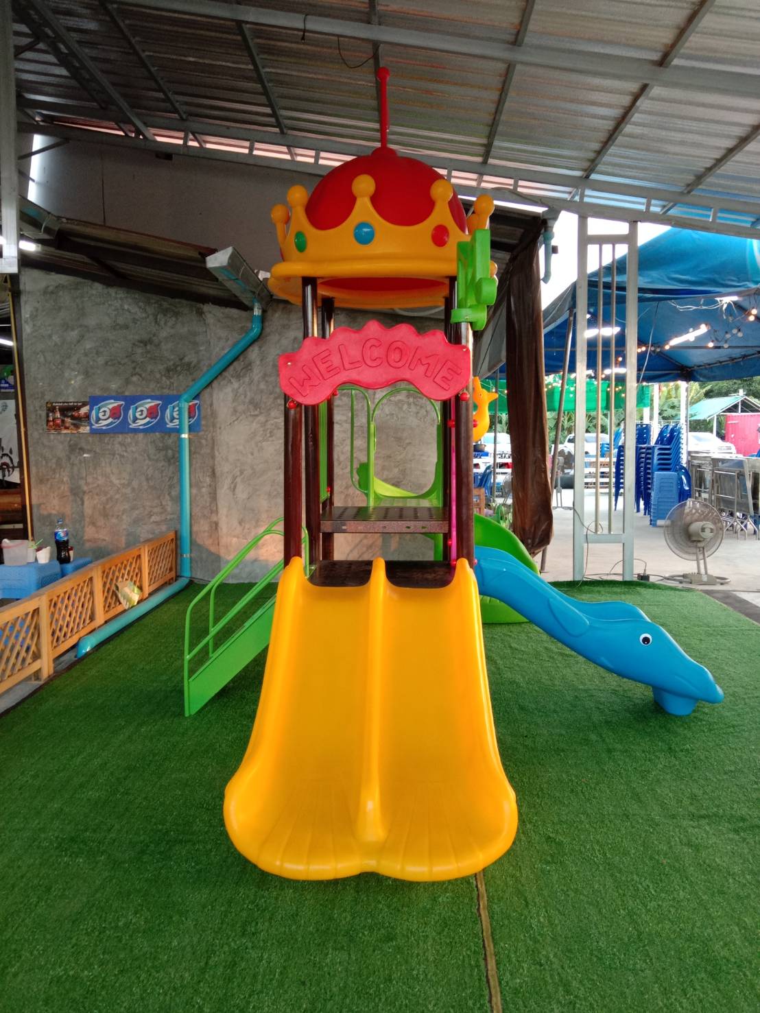 เครื่องเล่นสนาม ชุด โดมสามสไลด์ เครื่องเล่นสนามมีประโยชน์