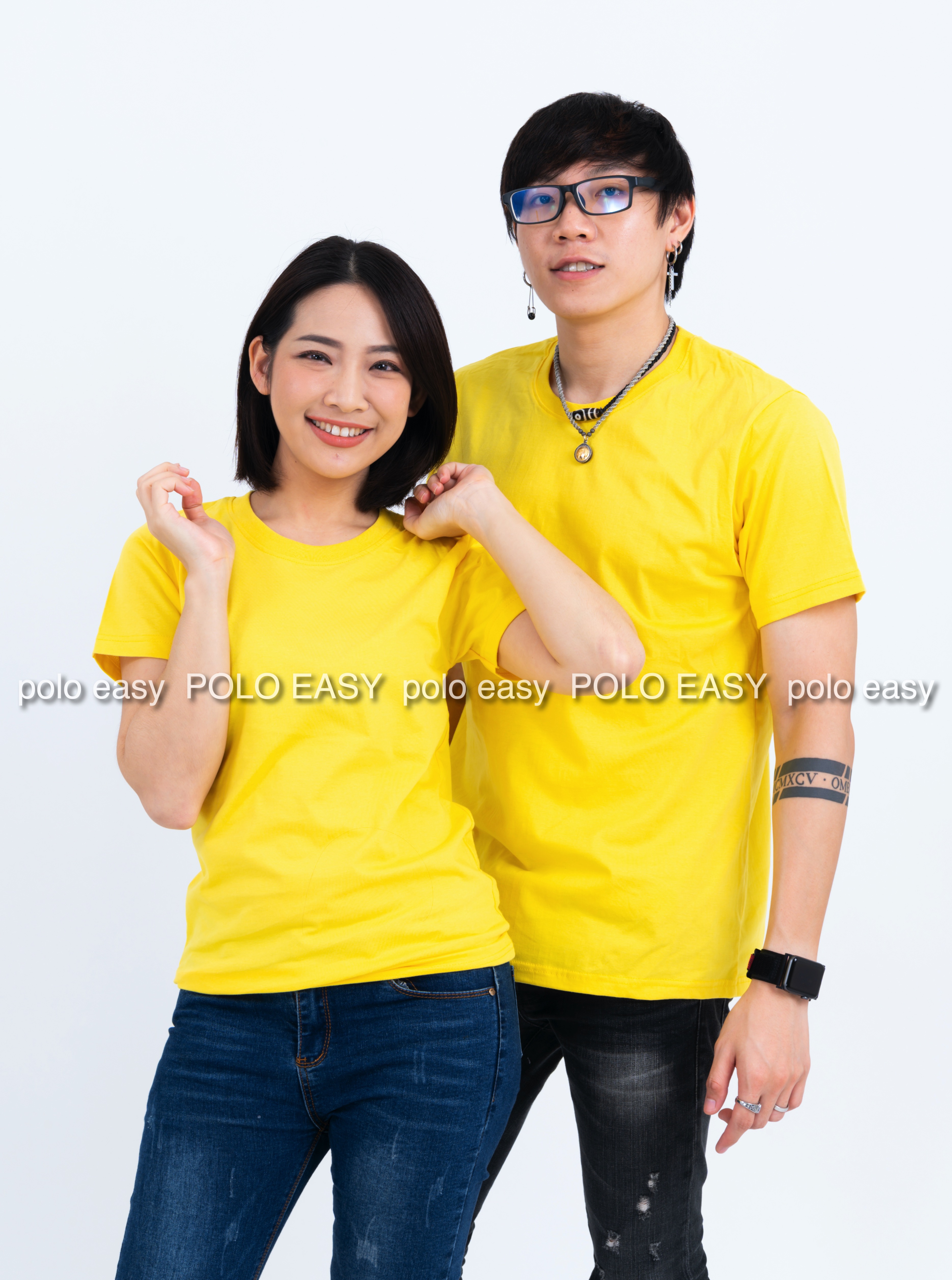 2XL เสื้อยืด สีเหลือง คอกลม แขนสั้น Size 2XL