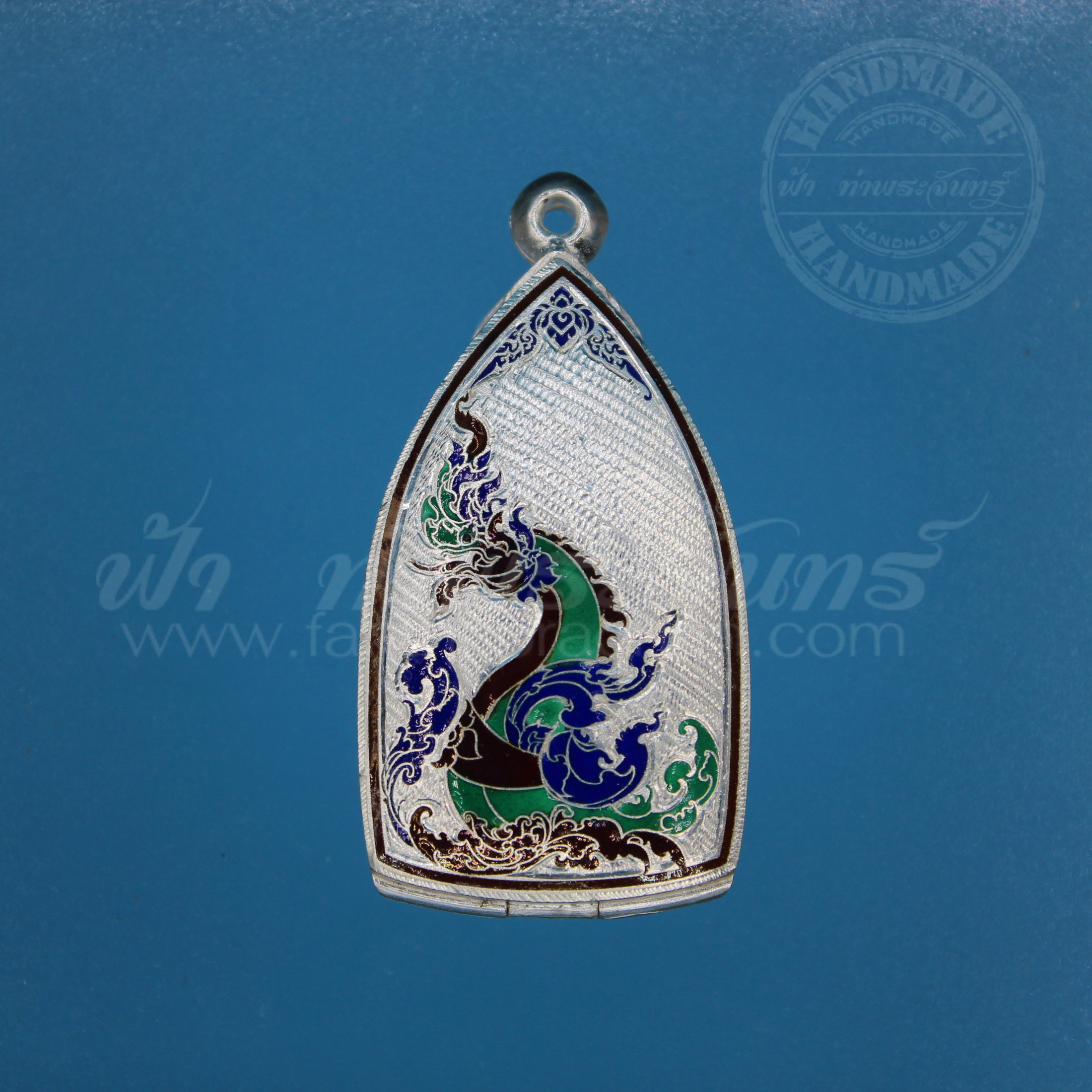 ตลับปู่ทวด ปิดหลัง เงินแกะลาย ลงยา 92.5%