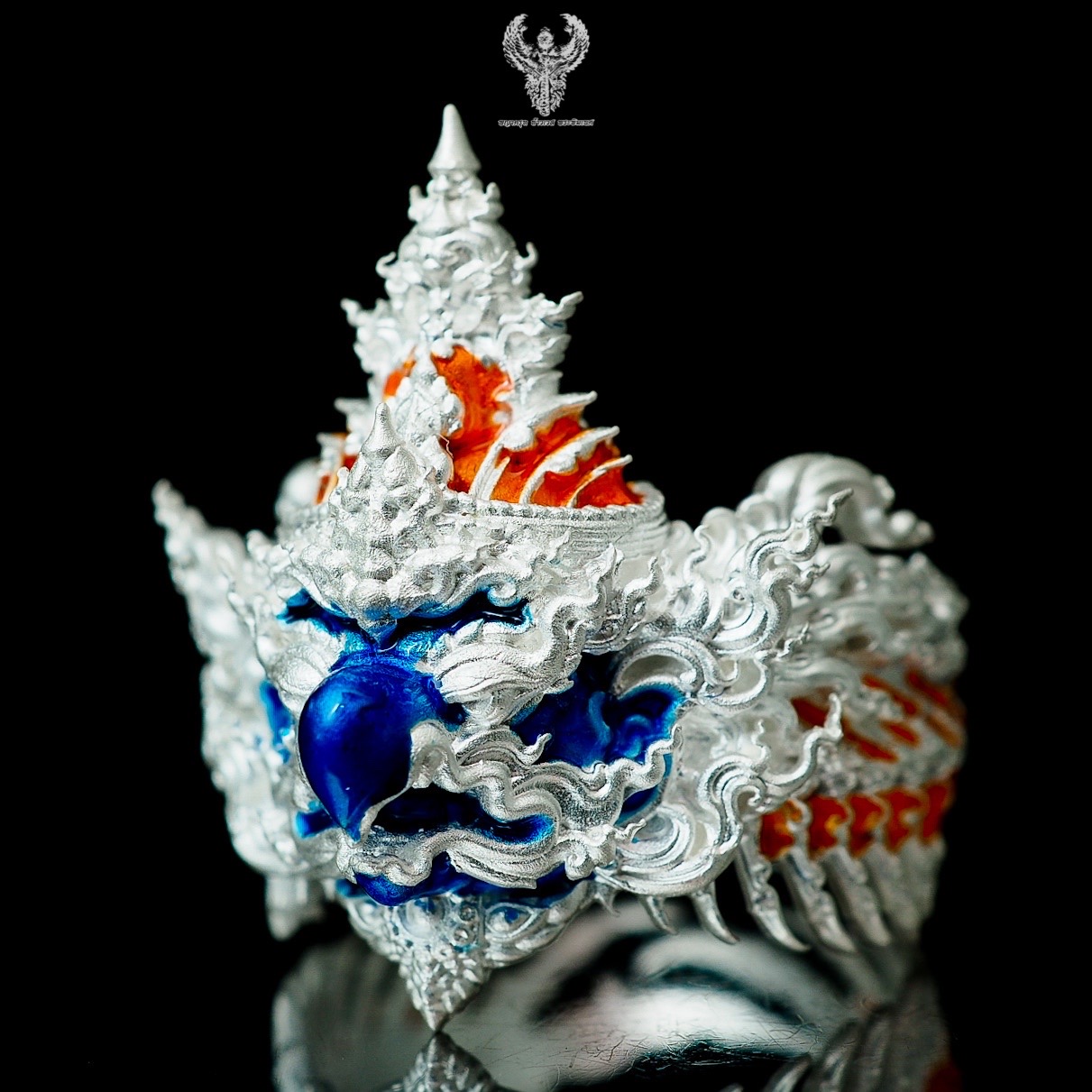 ธำมรงค์องค์สุบรรณ (ชาย) วัดบางนา ปทุมธานี เนื้อเงินลงยา หมายเลข 11