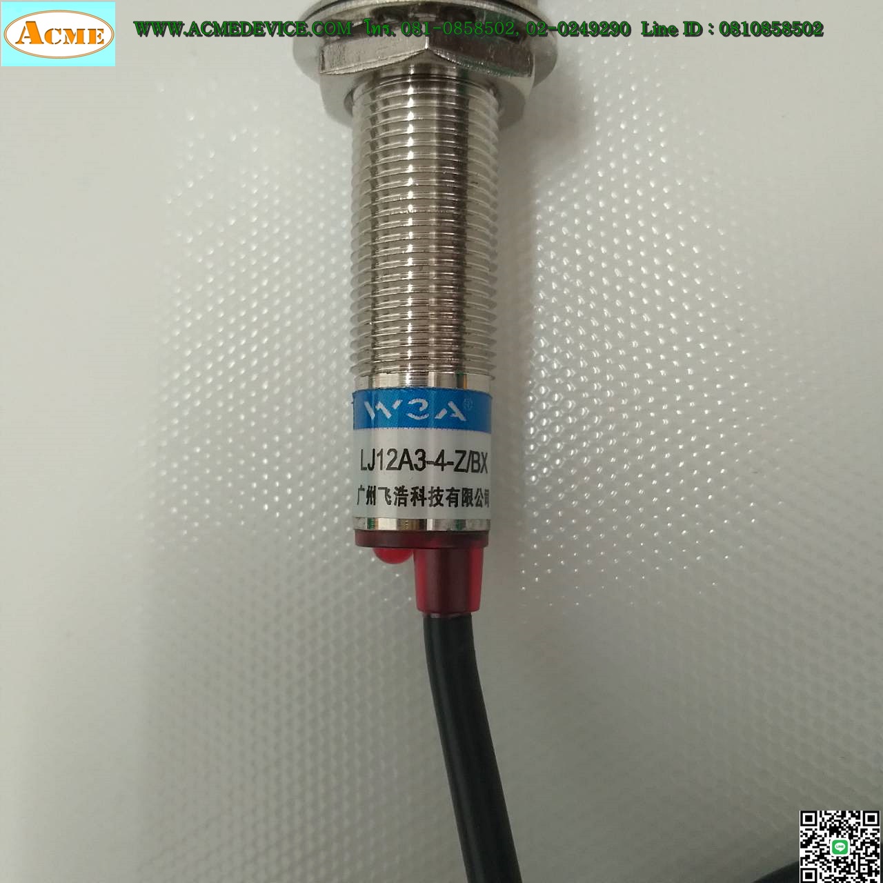 Proximity รุ่น LJ12A3-4-Z/BX, M12, ระยะ 4mm, 3wire, NPN, NO, Unshielded, Inductive