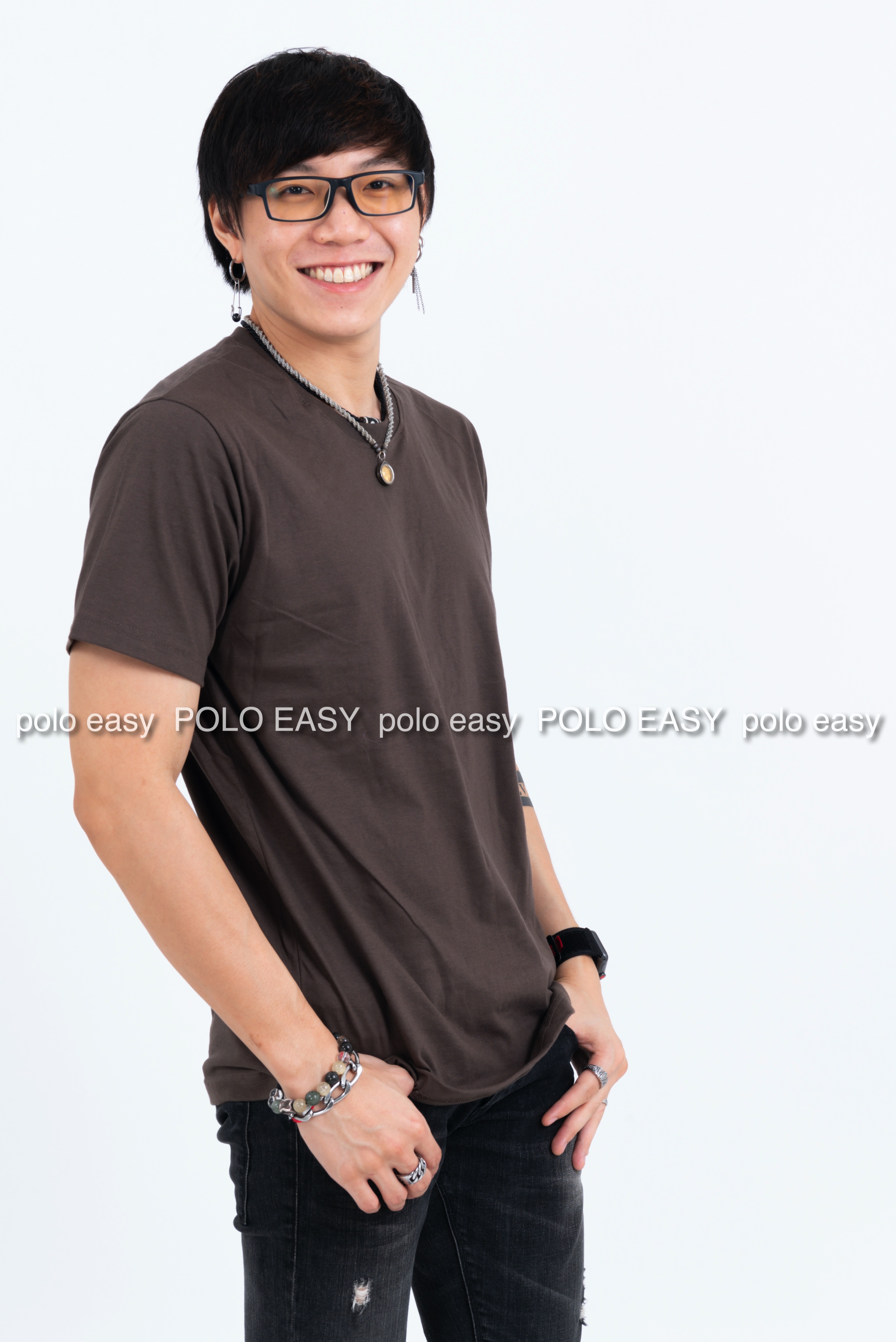 XL เสื้อยืด สีเทาเข้ม คอกลม แขนสั้น Size XL