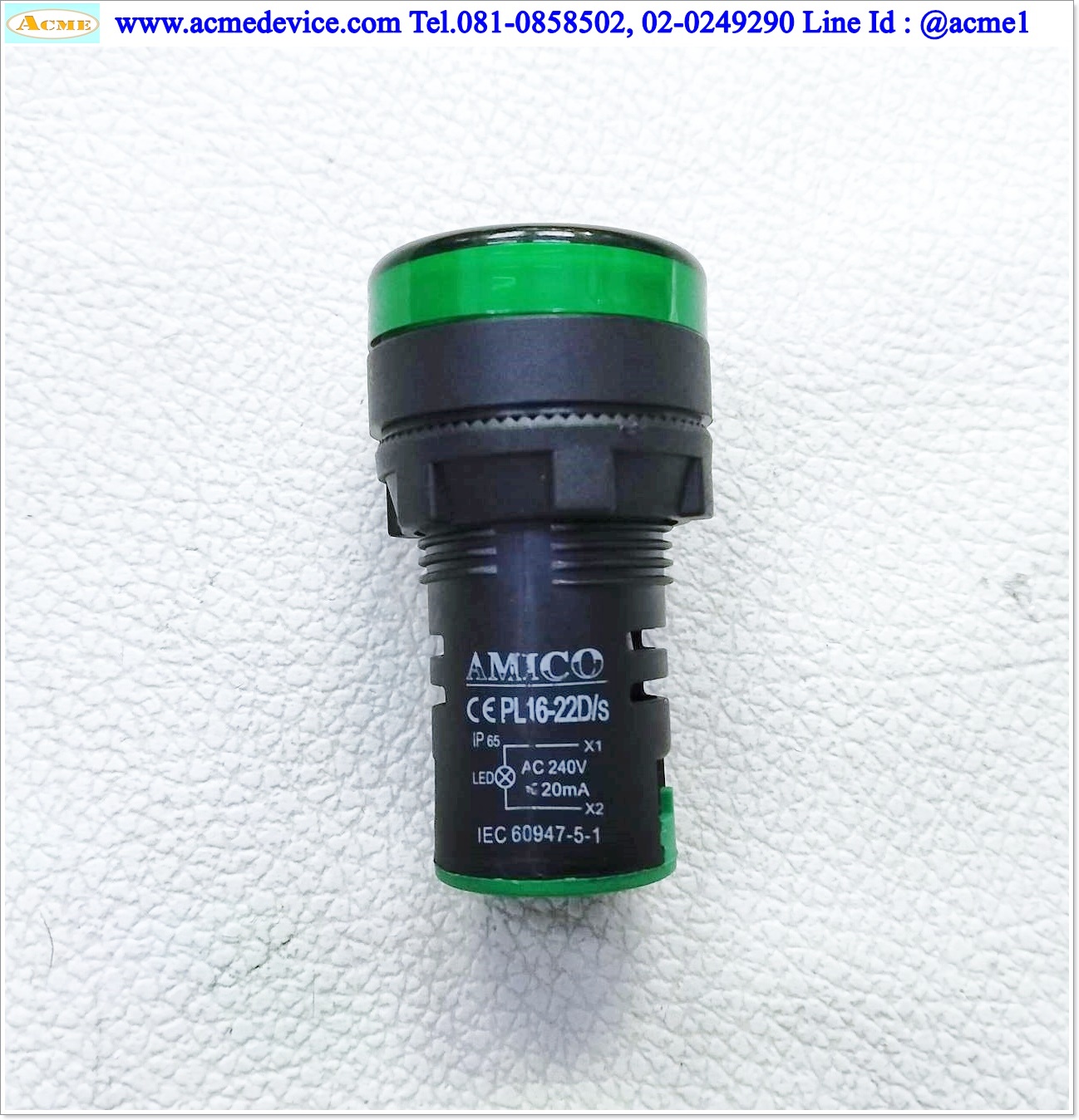 Pilot Lamp Amico รุ่น PL16-22D/s, 220V