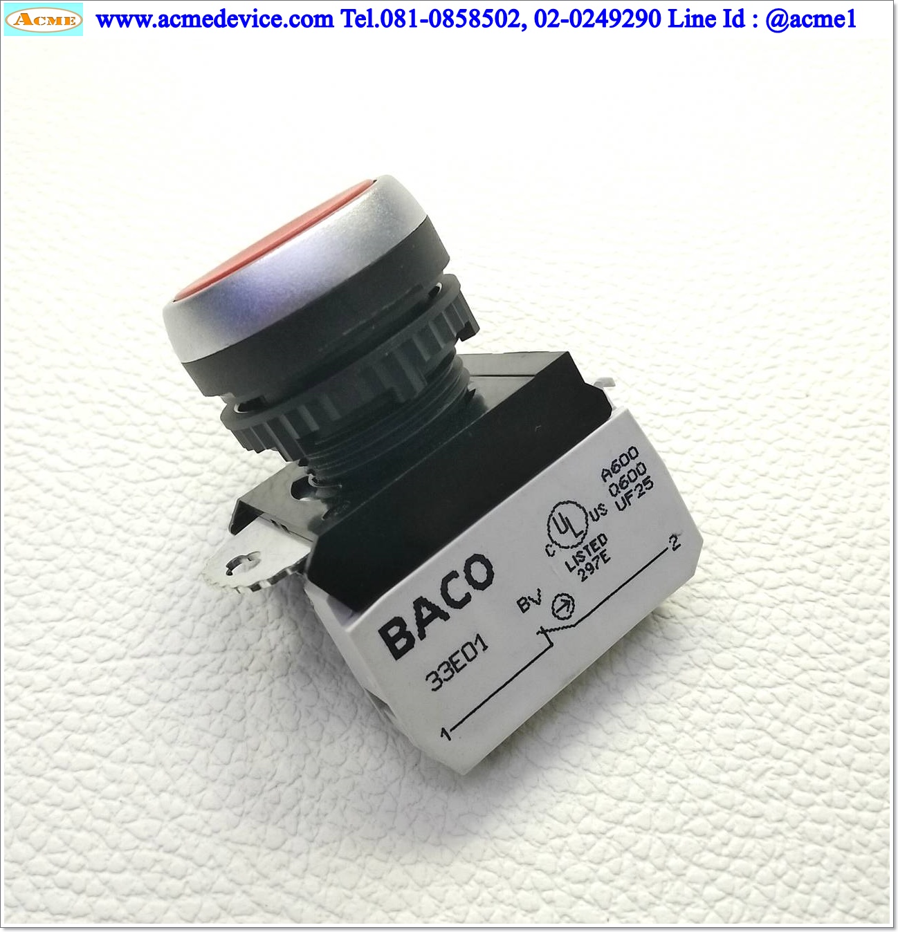 Pushbutton Switch รุ่น 33E01, 1NO, 1NC (สีแดง)