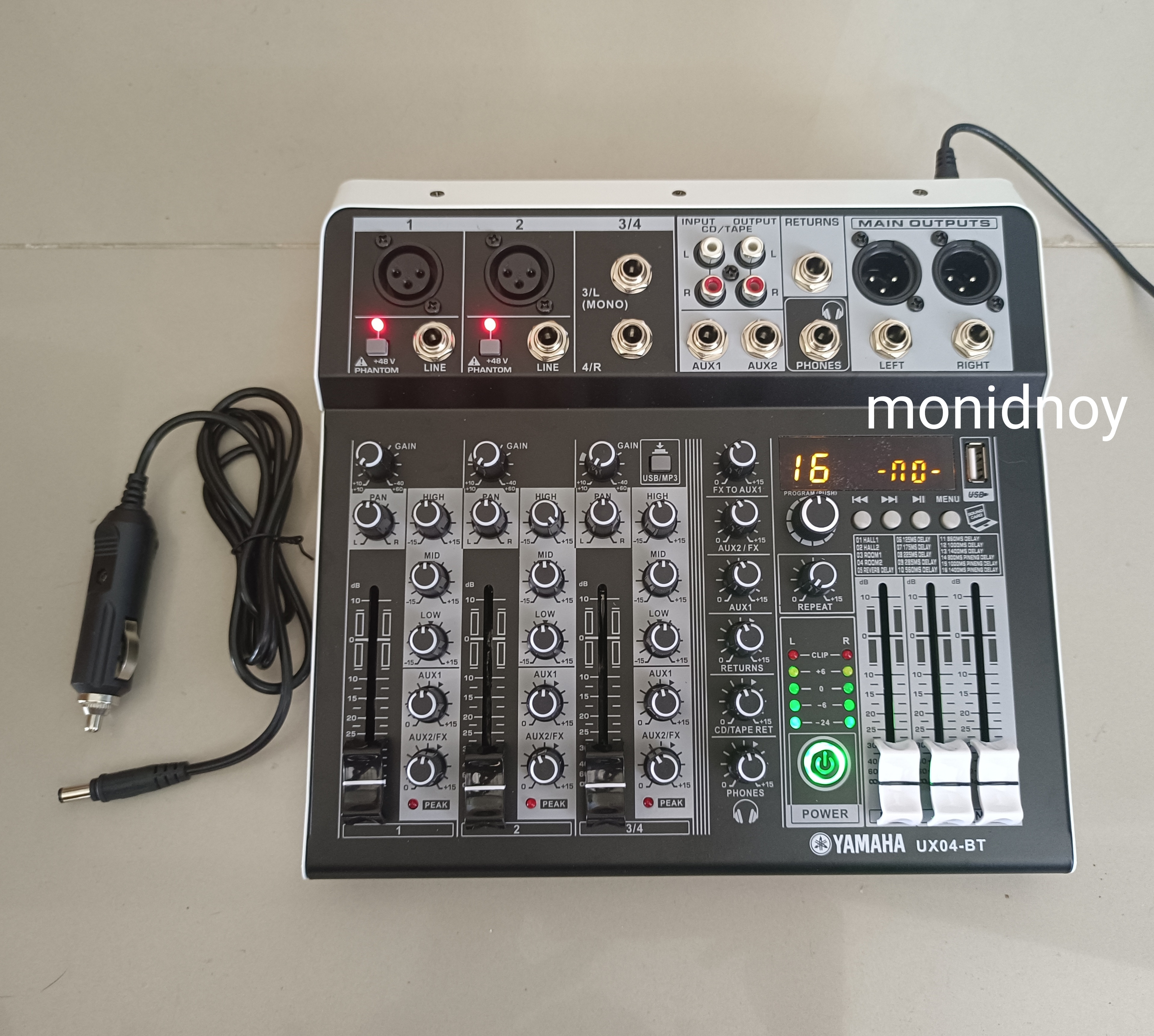 MIXER 4CH เอฟเฟค 16DSP ใชไฟ DC 12V เสียงดี มี Bluetooth ในตัว