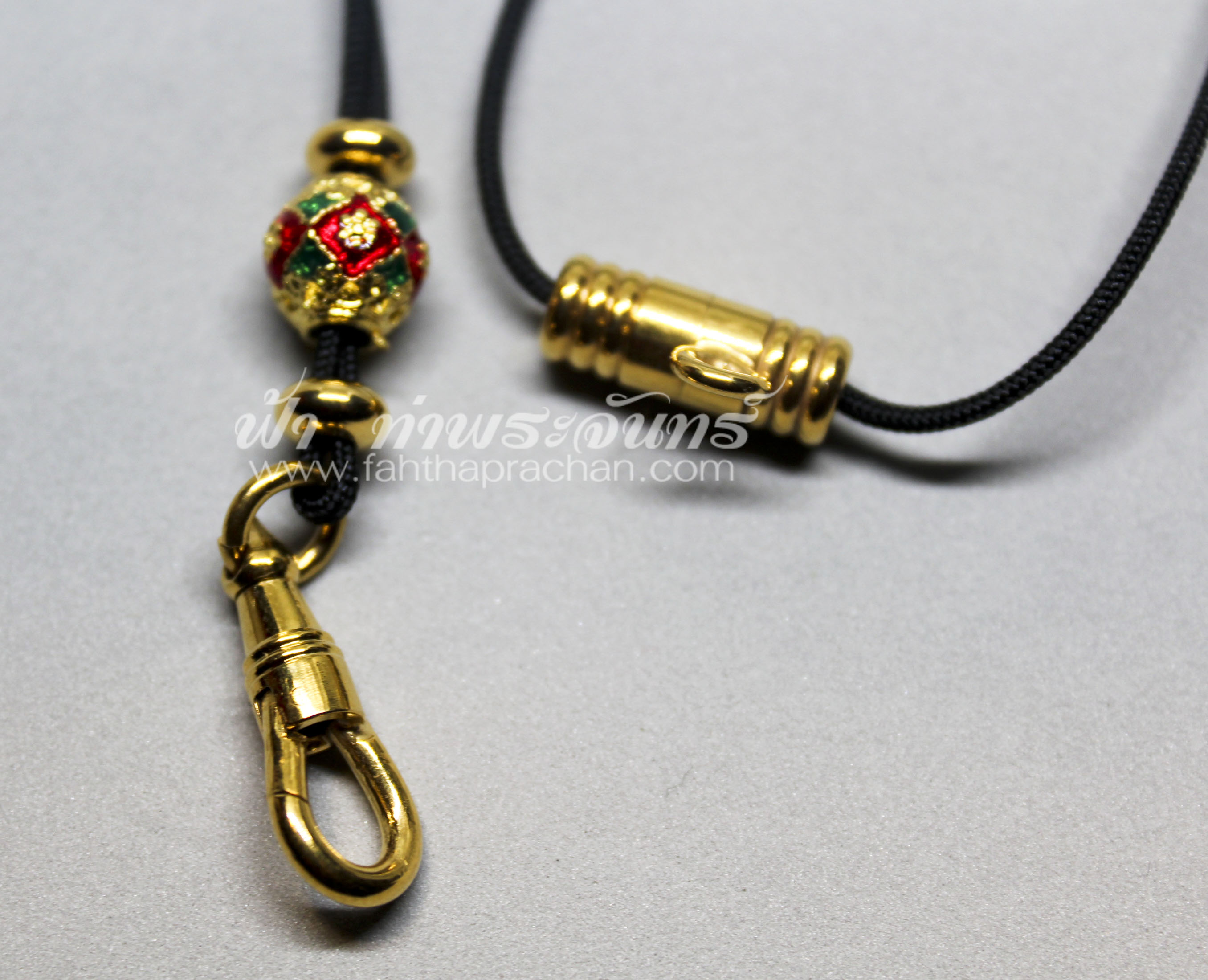 สร้อยคอเชือกร่ม พร้อมสปริงไมครอน ยิงเลเซอร์ ลูกเล่นลงยา ห่วงหน้าหลัง