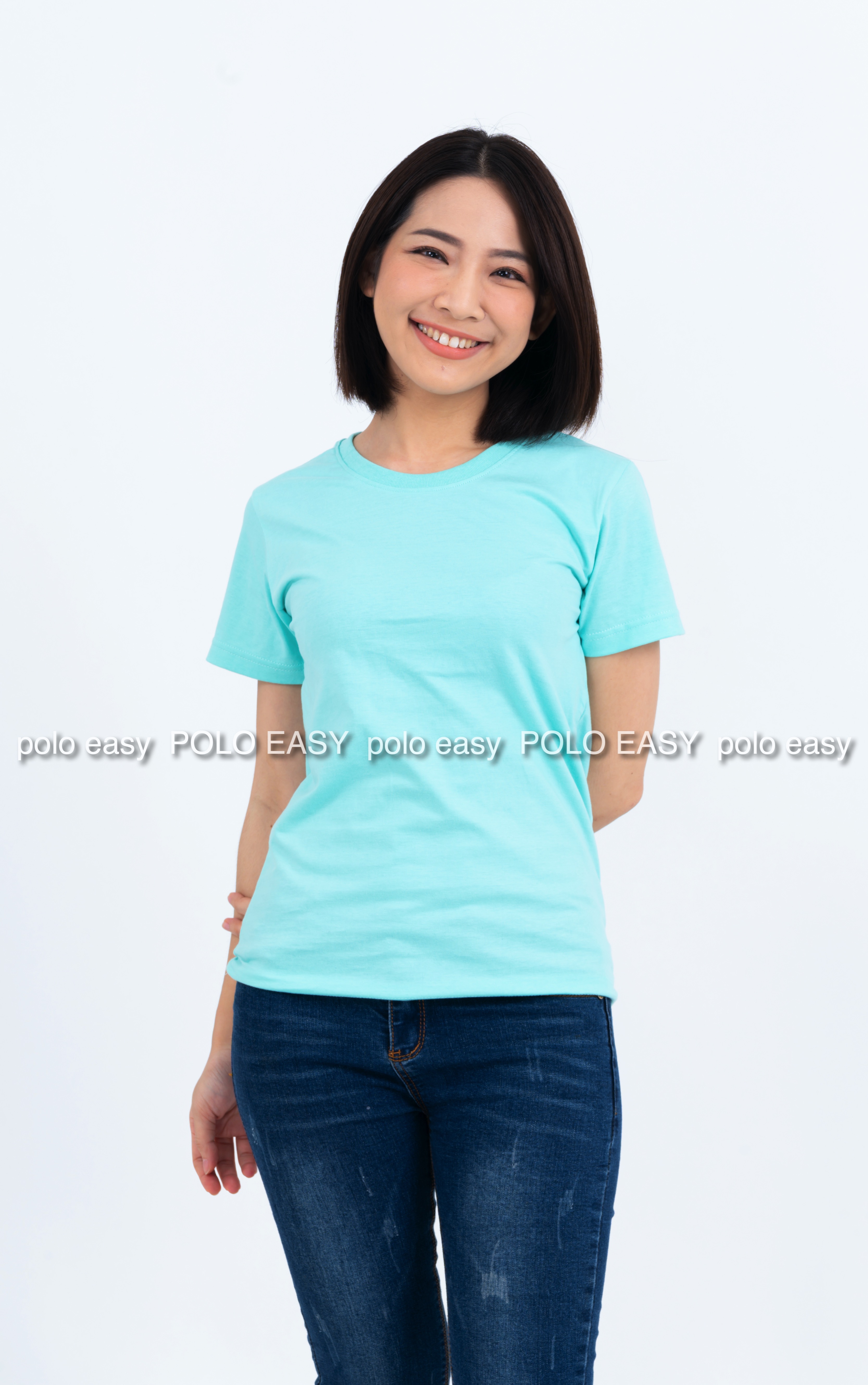 XL เสื้อยืด สีเขียวพาสเทล คอกลม แขนสั้น Size XL