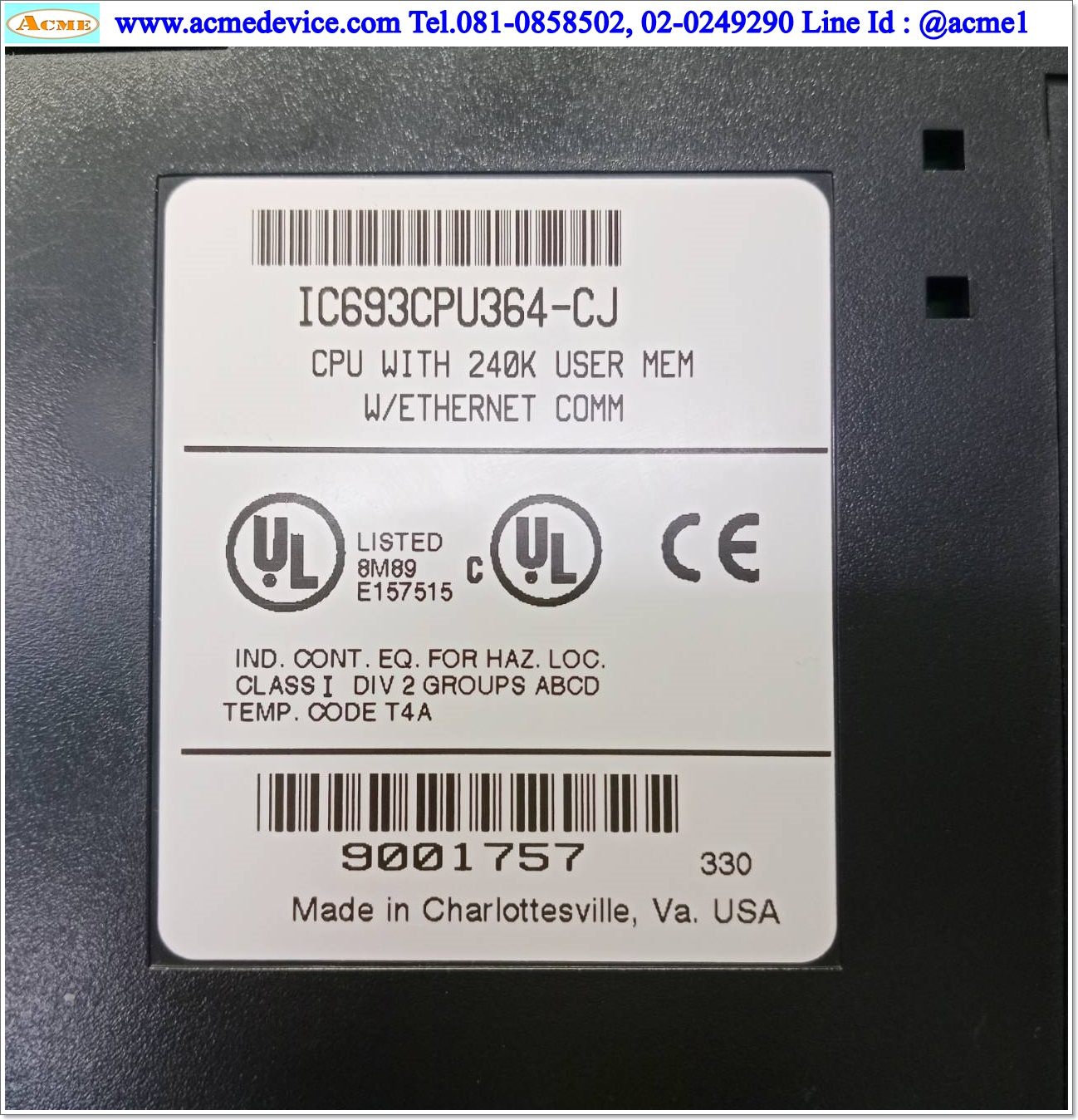 PLC GE FANUC รุ่น IC693CPU364-CJ, Ethernet Communication CPU Unit 240K User Memory