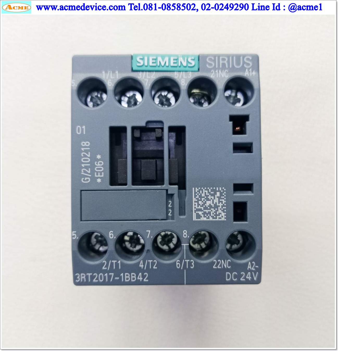 Magnetic Contactor Siemens รุ่น 3RT2017-1BB42 & 3RT2916-1EH00, Current Rating 12A, Coil 24 Vdc