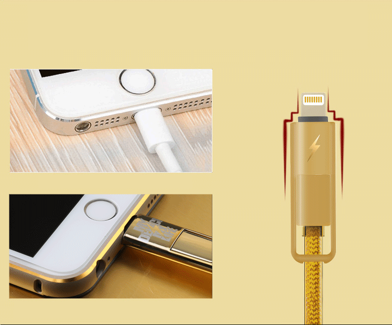 สายเคเบิ้ล 2in1 High-Speed REMAX แท้ สีทองสายถัก (1เมตร)