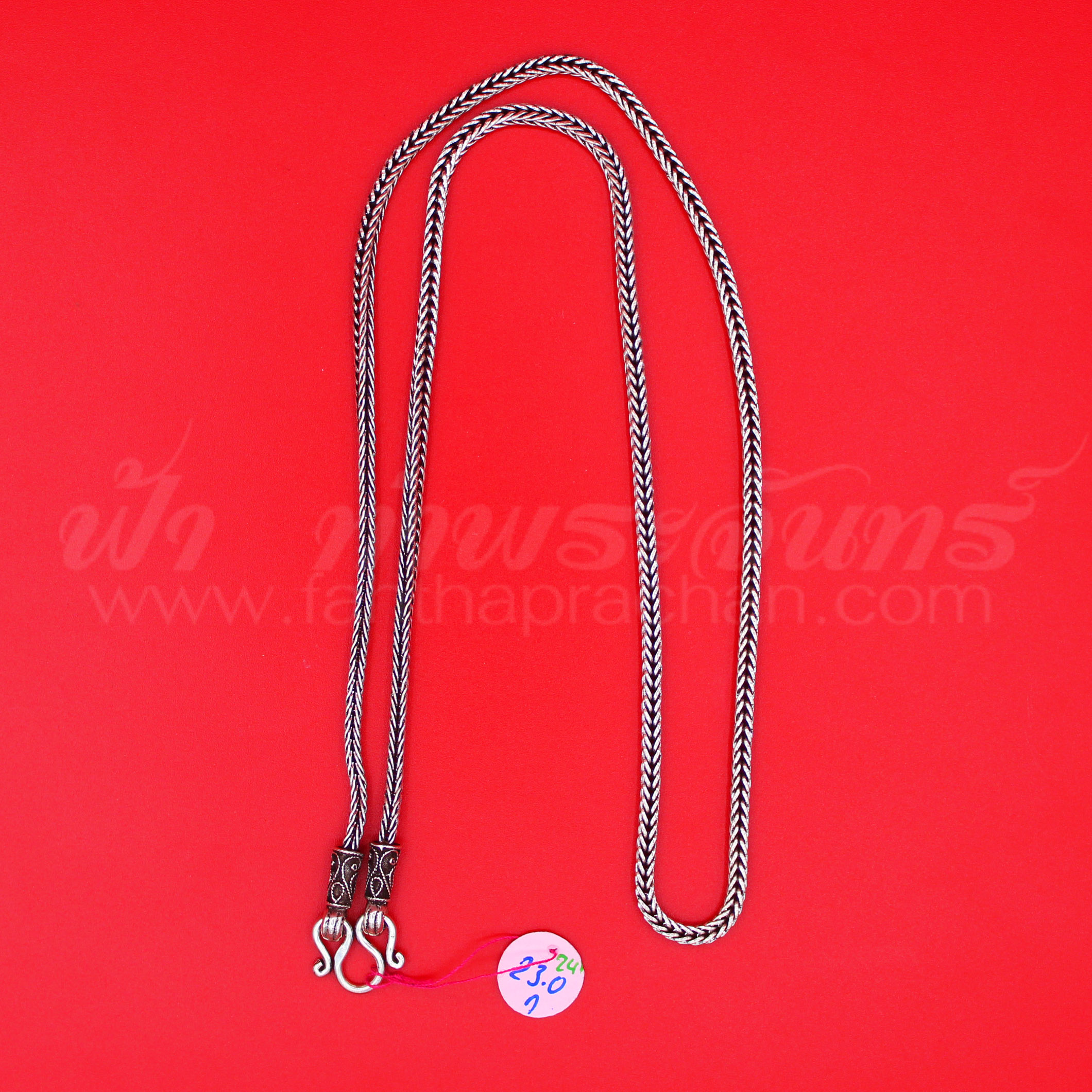สร้อยคอเงินแท้ 92.5 ลายสี่เสา หัวจรวด รมดำ แบบ 1 ห่วง