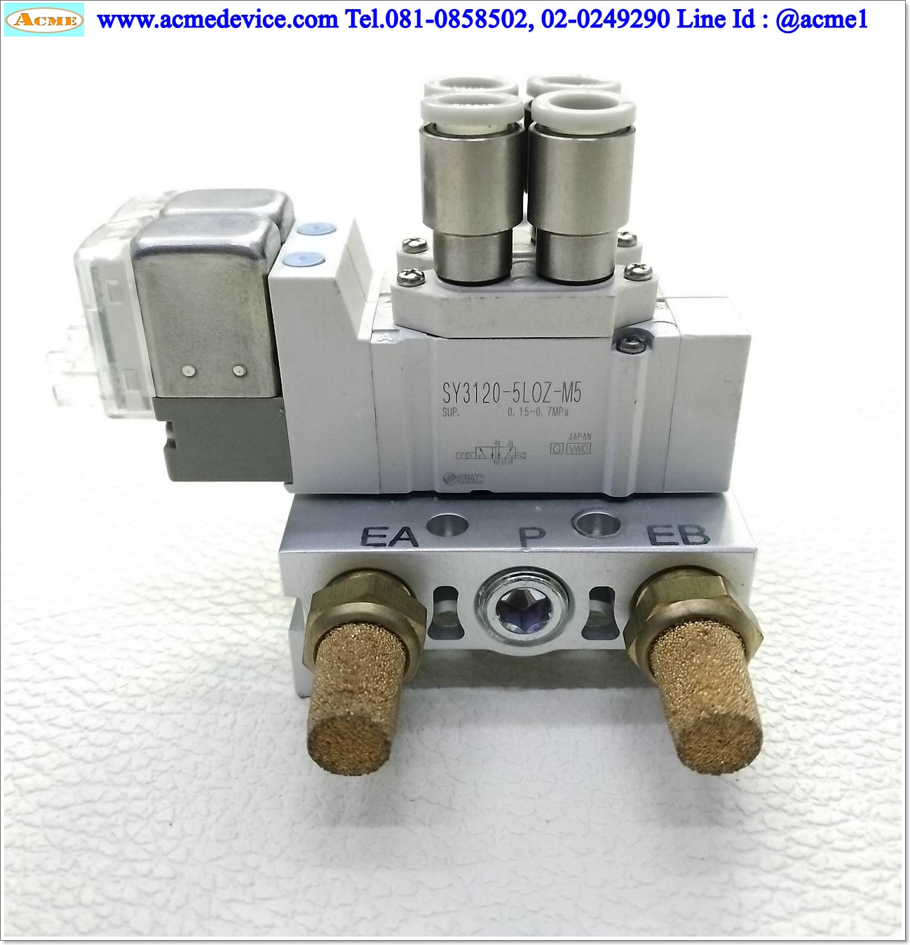 Solenoid Valve SMC รุ่น SY3120-5LOZ-M5(2), 5/2, 2-position single, Coil 24Vdc (สายลม 6 มม.)