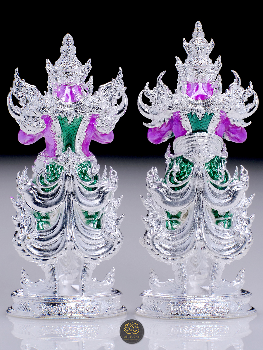 สีม่วงวันเสาร์ เปิดคู่ 2องค์ ท้าวเวส หน้าเทพ เก็บทรัพย์ +หน้ายักษ์ รับทรัพย์