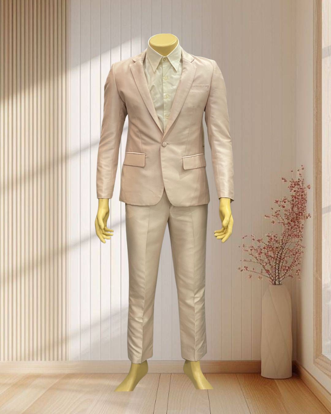 ชุดสูทสีเบจ เสื้อ+กางเกง ไซส์ S