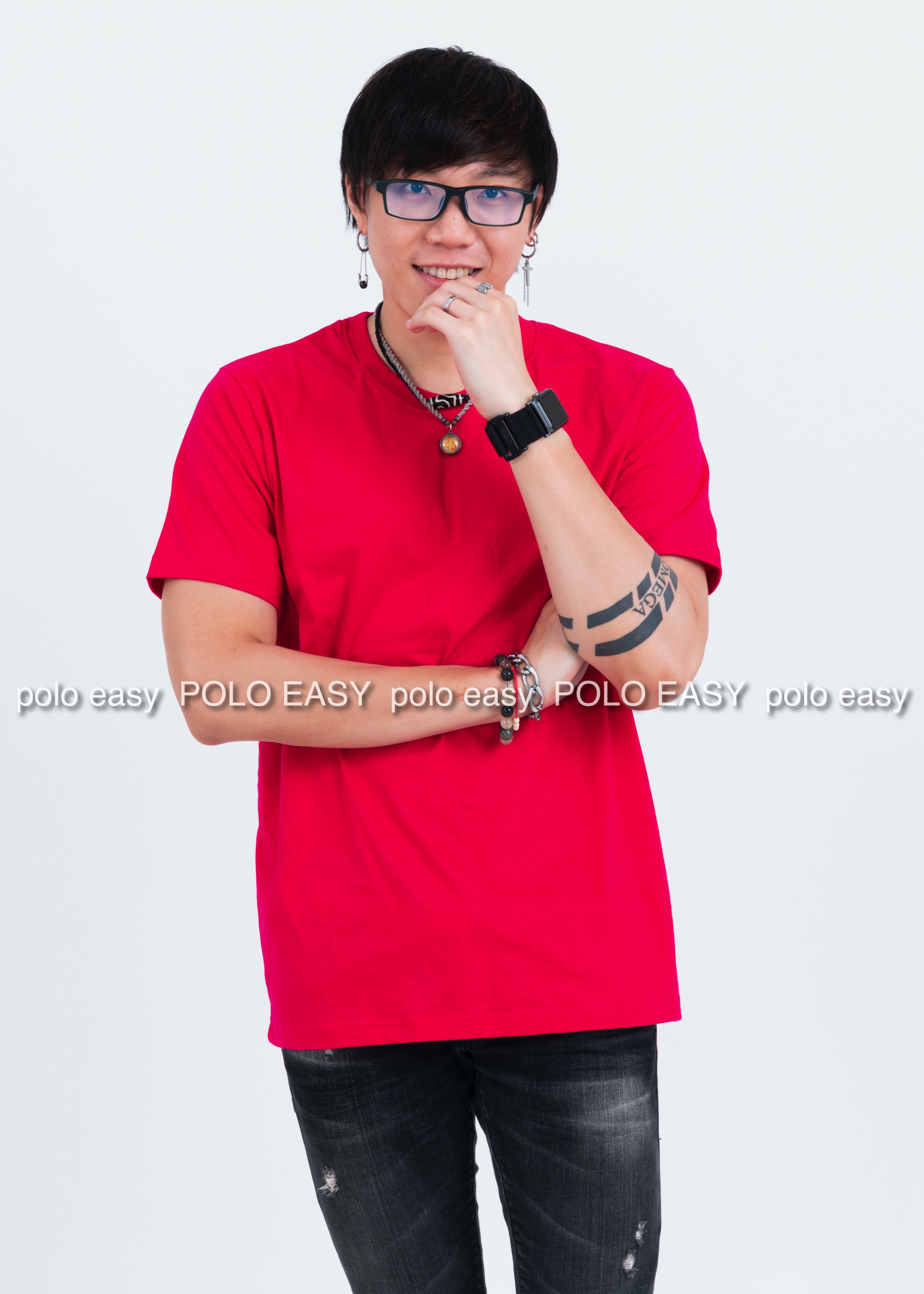 L เสื้อยืด สีชมพูบานเย็น คอกลม แขนสั้น Size L