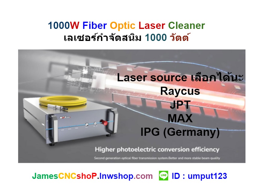 เลเซอร์กำจัดสนิม 1000 วัตต์ ทำความสะอาดผิววัสดุ 1000W Fiber Optic Laser Cleaner