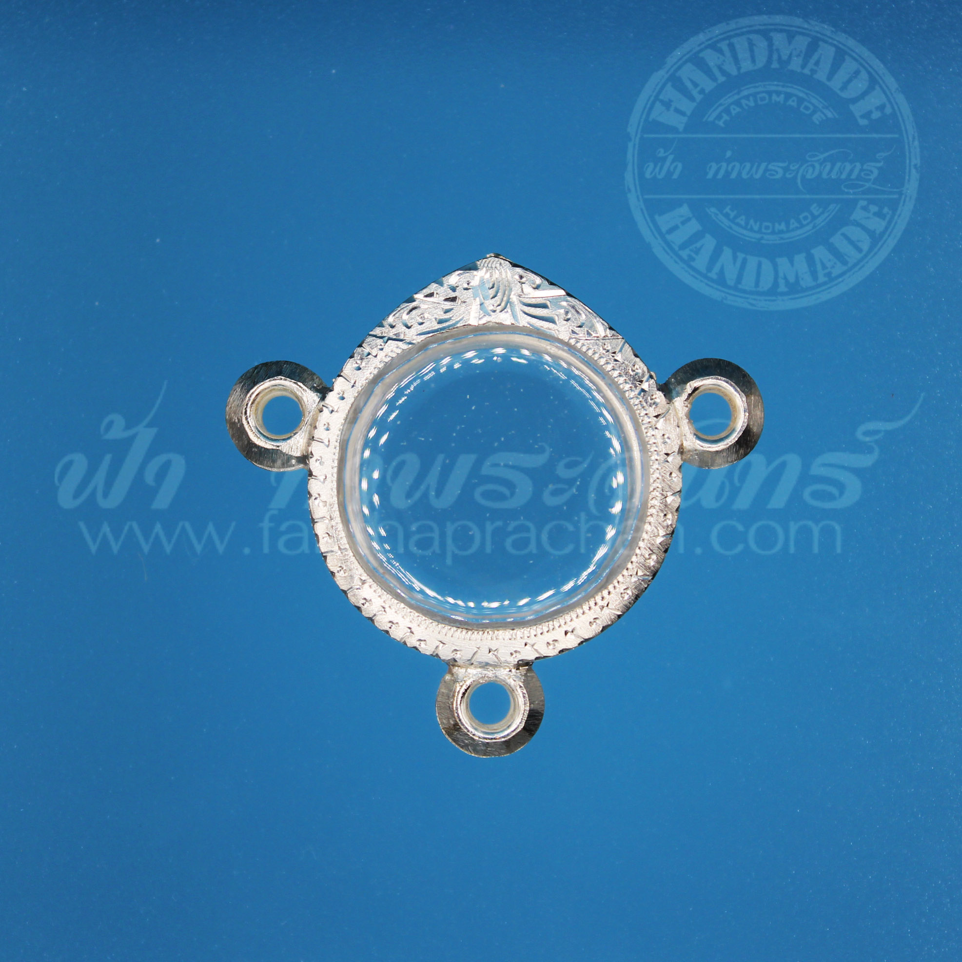 ตลับเงินเหรียญกลม 3 ห่วง เงินแกะลาย 92.5%