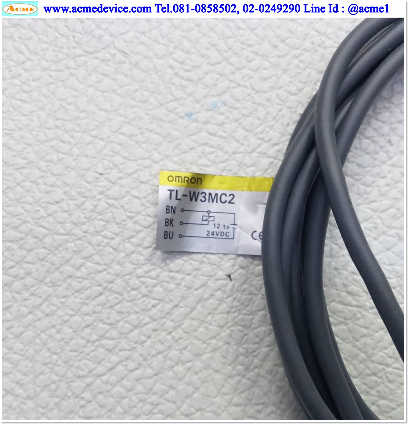 Proximity Omron รุ่น TL-W3MC2, Top 10x10, ระยะ 3mm, 3Wire, NPN, NC, Unshielded, Inductive