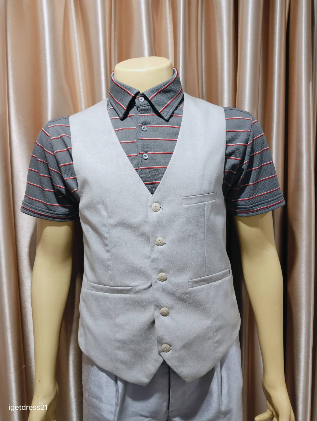 เสื้อกั๊กเทาอ่อน M=50