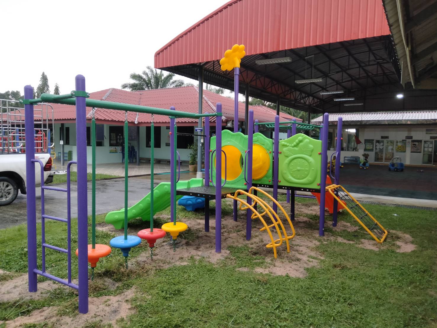 เครื่องเล่นสนาม ชุด สองสไลด์บาร์โหน เครื่องเล่นเสริมสุขภาพ