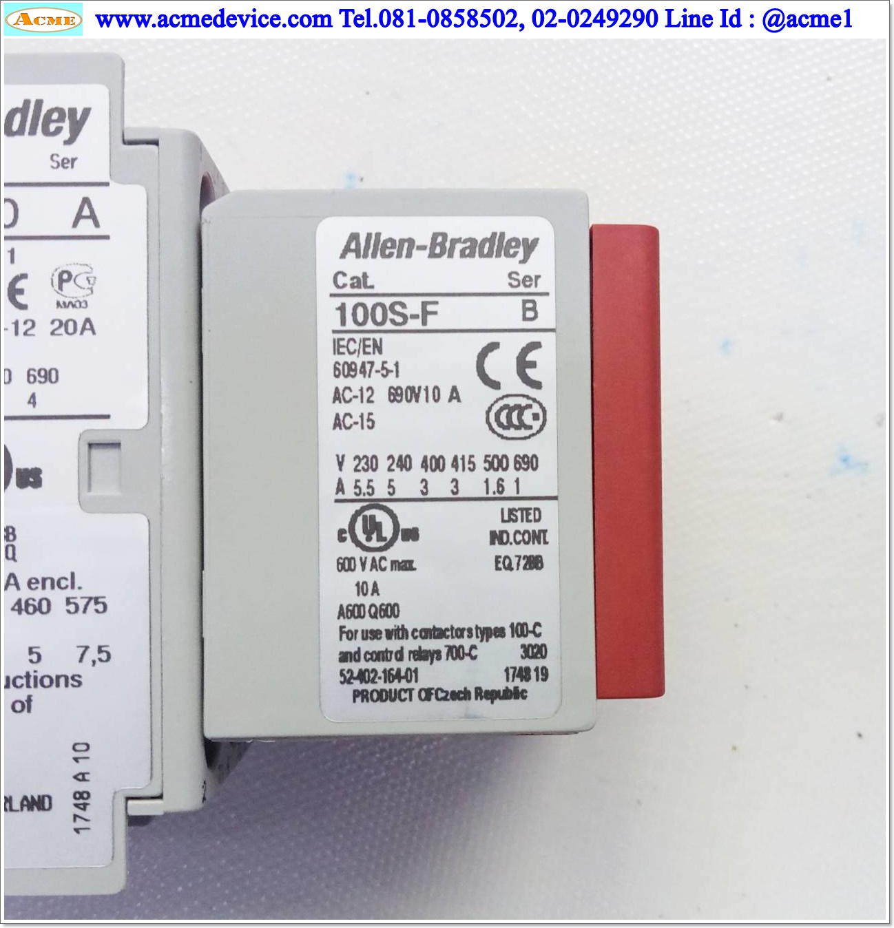 Magnetic Contactor Allen-Bradley รุ่น 100-C09E*10 ,100S-F Contactor, Current Rating 9A (AC-3), Coil 24Vdc