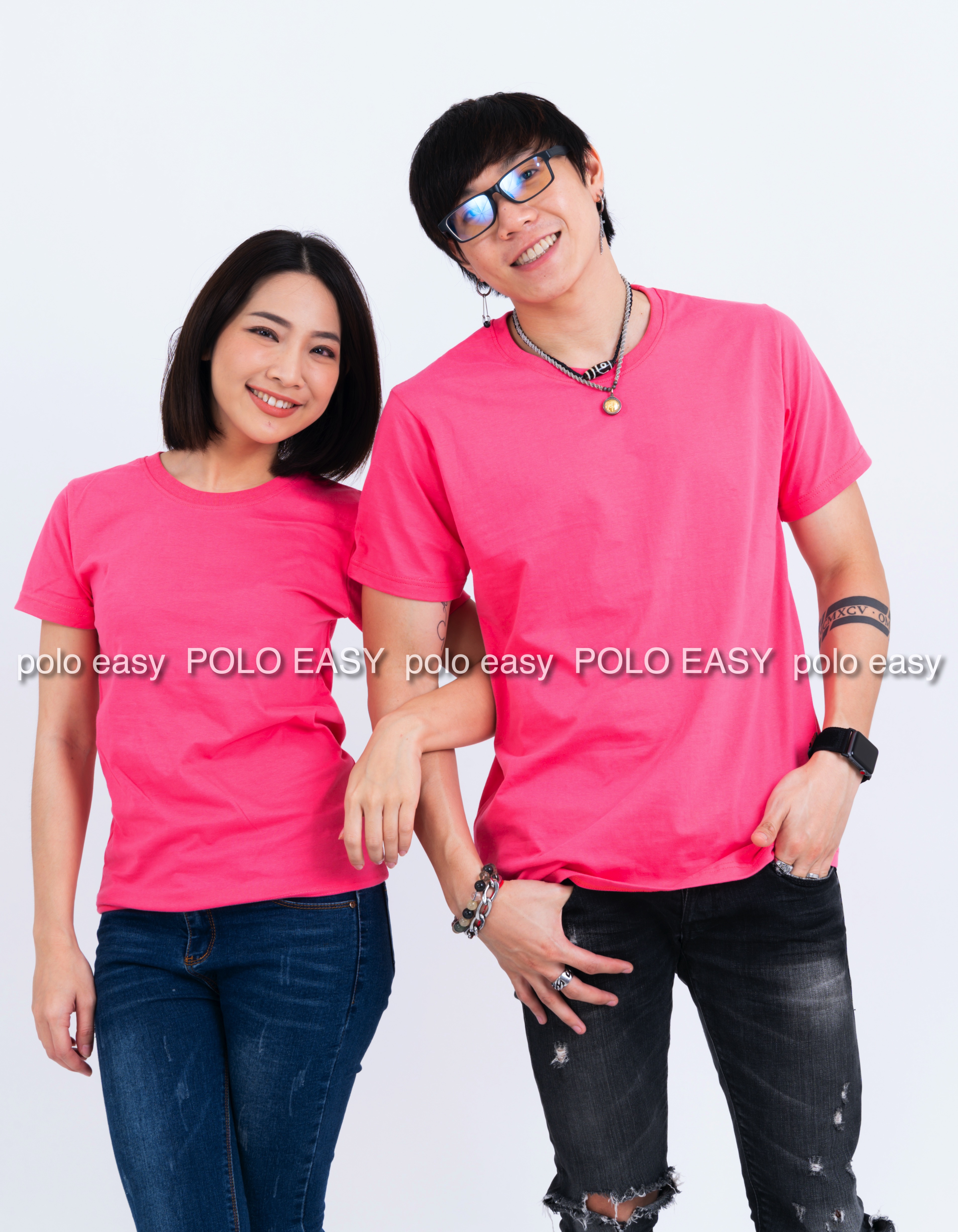 2XL เสื้อยืด สีชมพู Sweety คอกลม แขนสั้น Size 2XL
