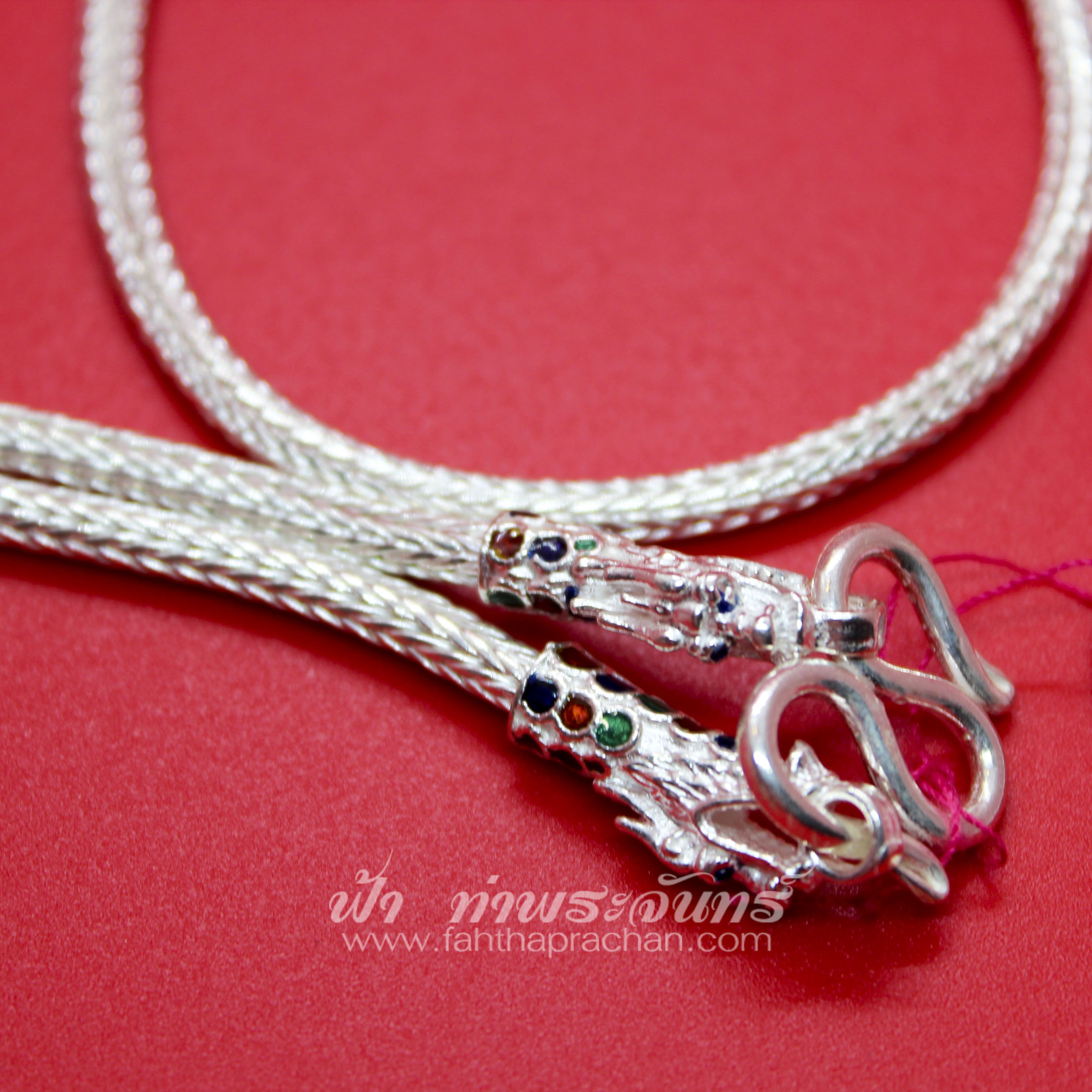 สร้อยคอเงินแท้ 92.5 ลายหกเสา หัวมังกร