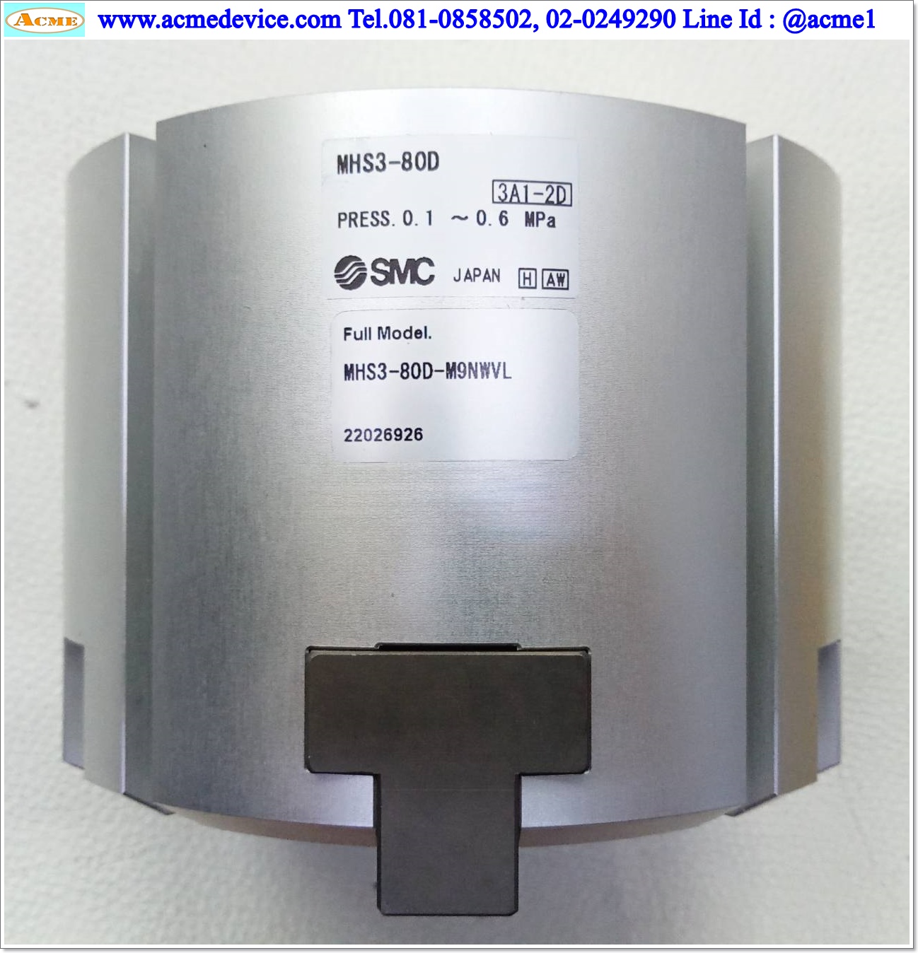 Gripper SMC รุ่น MHS3-80D-M9NWVL, 3 fingers, Bore 80 mm.