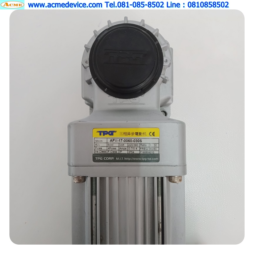 3phase Induction Motor TPG รุ่น AFV-17-0060-030S, 60W, 220/380V & Gear Head Ratio 1:30