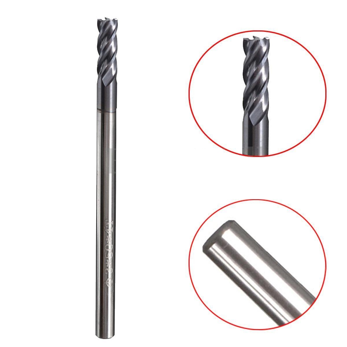 คาร์ไบด์ End Mill 4 ฟัน 5 ดอก ขนาด 3 มม. Shank ทังสเตน Coated CNC Milling Tool