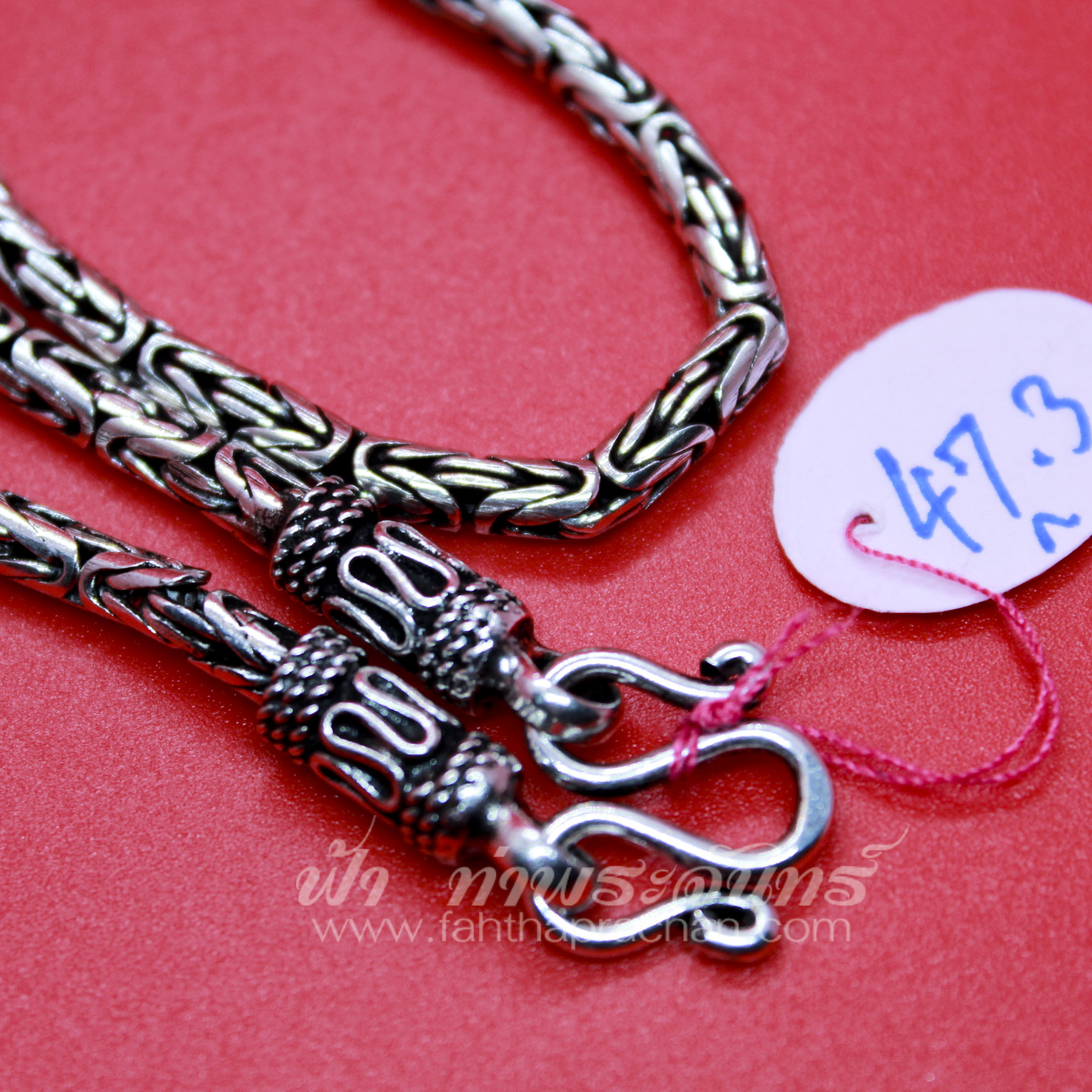 สร้อยคอเงินแท้ 92.5 ลายบาหลี รมดำ แบบ 3 ห่วง