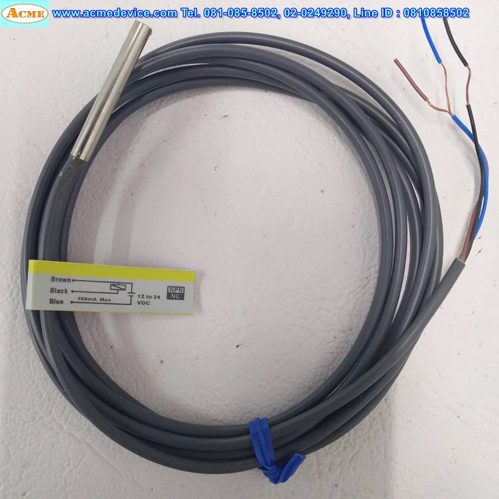 Proximity Omron รุ่น E2E-CR8C2, M4, ระยะ 0.8mm, 3wire NPN, NC, Shielded, Inductive