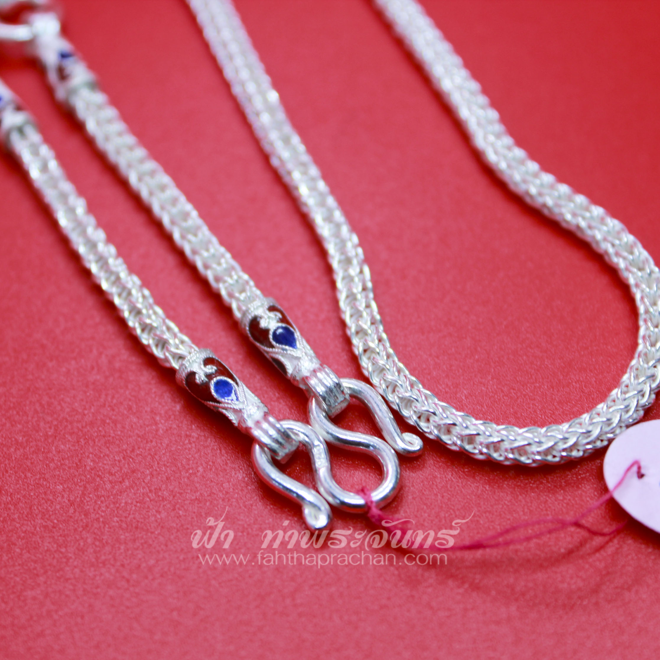 สร้อยคอเงินแท้ 92.5 ลายหัวจรวด ลงยา แบบ 3 ห่วง