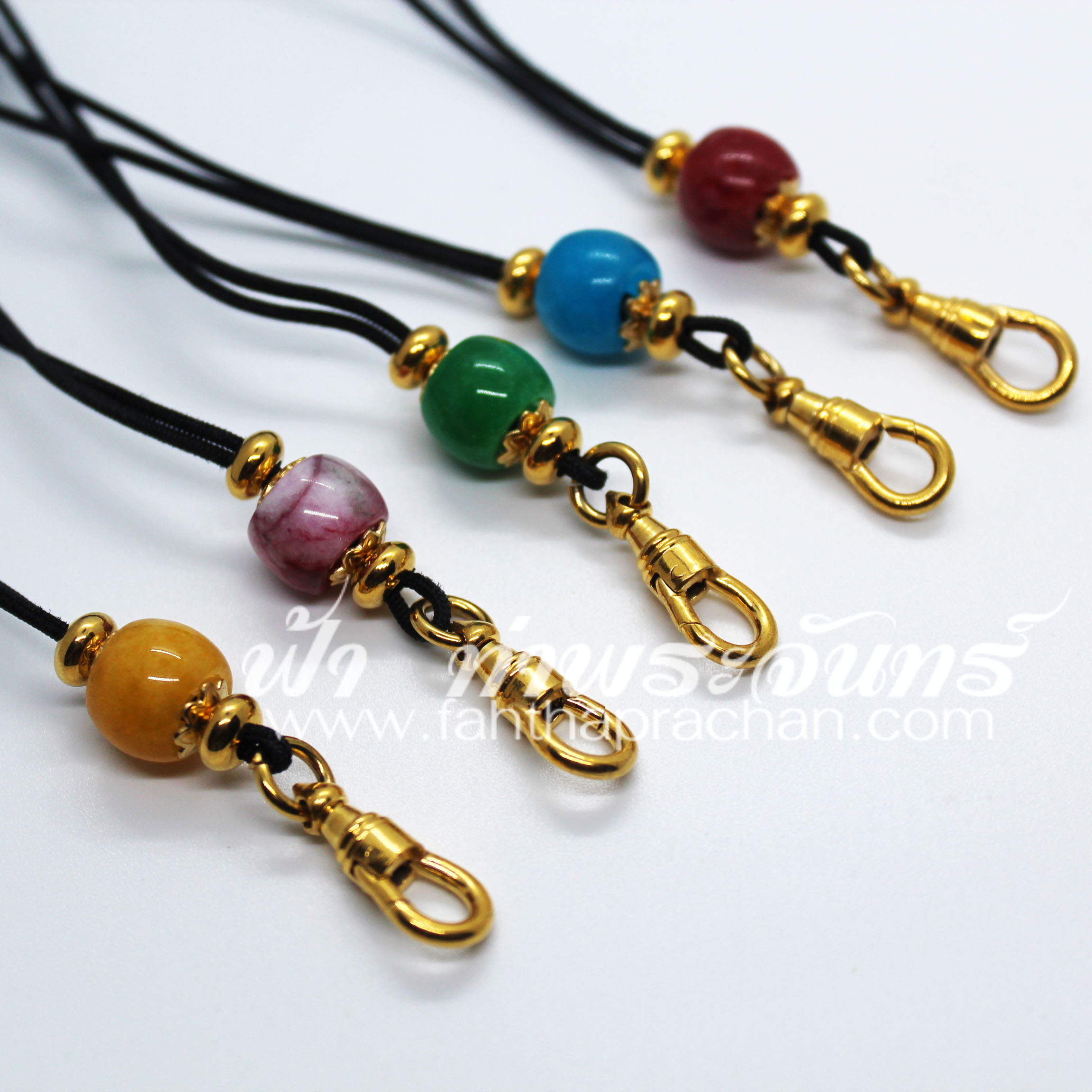 สร้อยคอเชือกร่มไมครอน ปรับระดับ ลูกเล่นหินสีมงคล