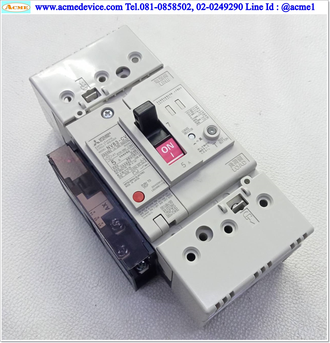Breaker 2P Earth Leakage Mitsubishi รุ่น NV63-CV, 5A