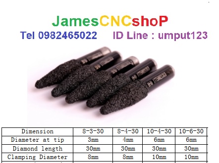 ดอกกัดหินเคลือบเพรช ดอกดำเปิดหน้าหินแข็ง แกน 10 mm Vacuum Brazed Diamond Tools