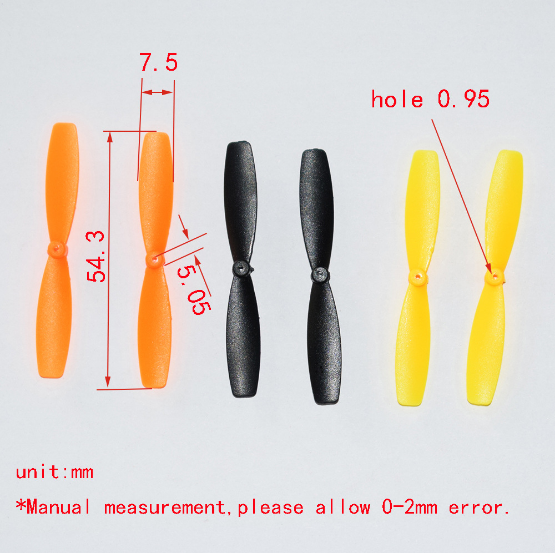 ใบพัดพลาสติก 2 ใบพัดขนาด 1*54.3 ม.ม.